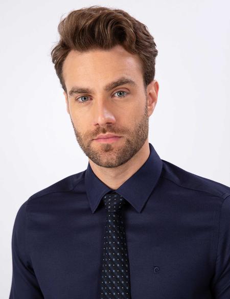 Lacivert Slim Fit Armürlü Gömlek - 50211258023