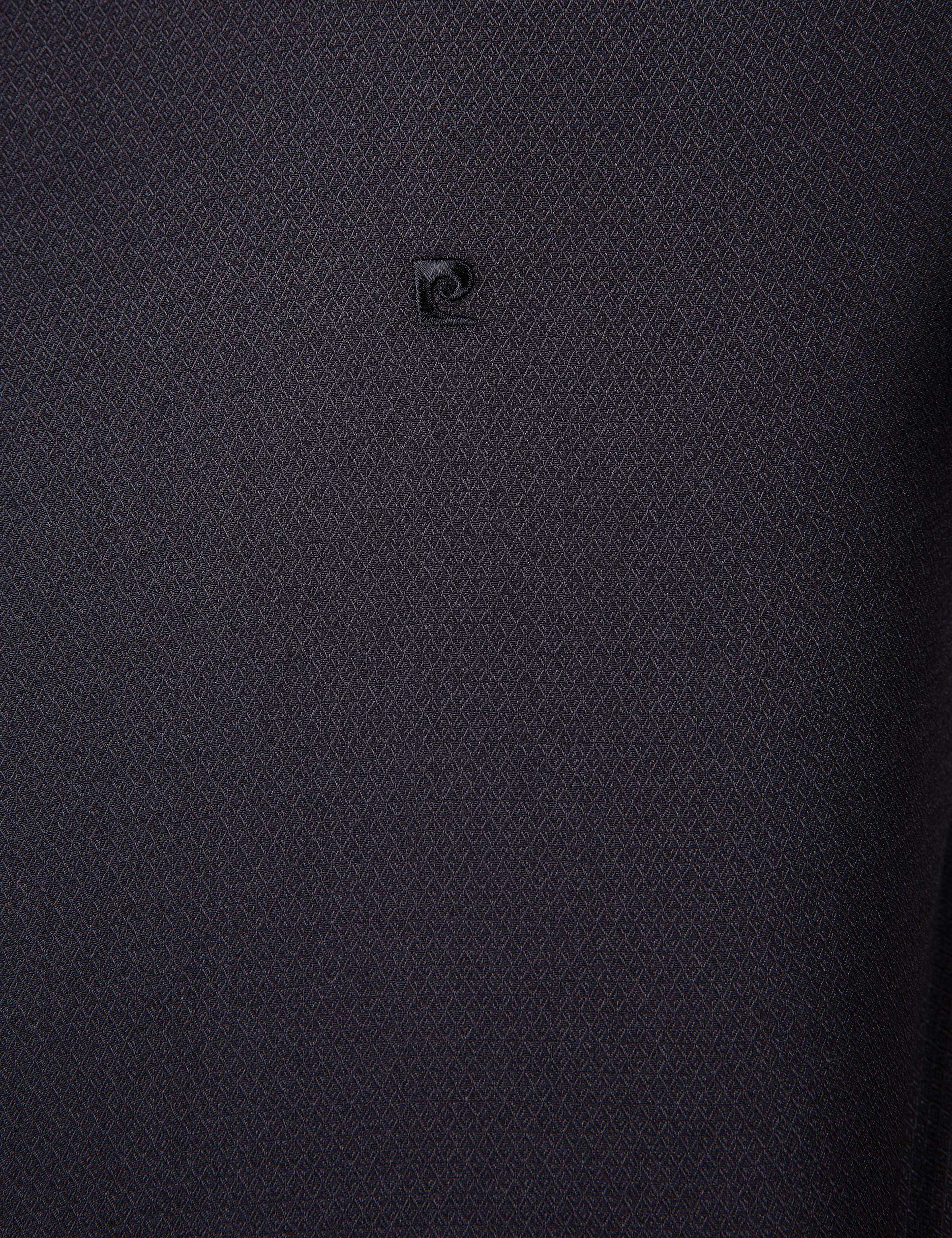 Siyah Slim Fit Armürlü Gömlek - Image 5