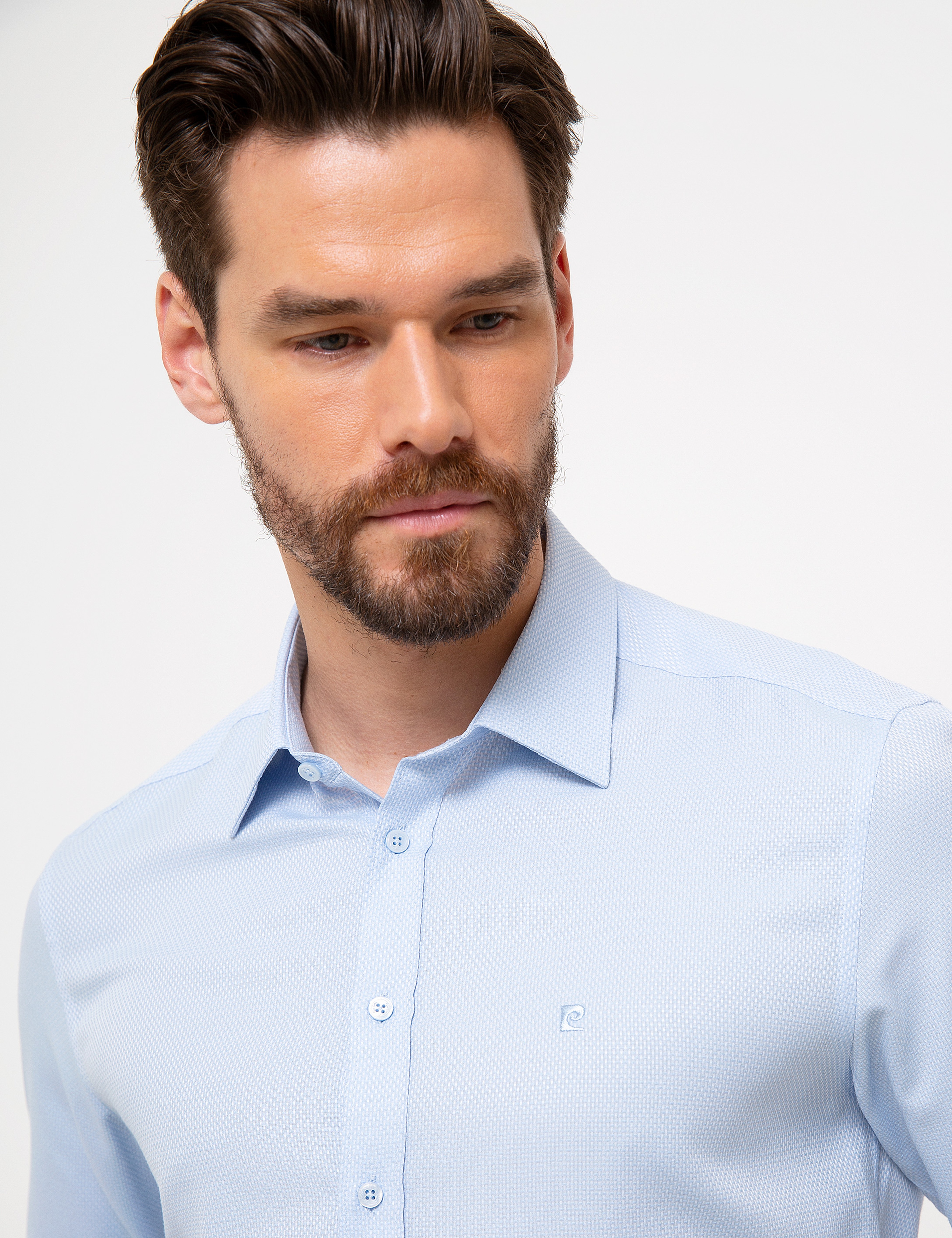 Açık Mavi Slim Fit Uzun Kollu Gömlek - Image 2