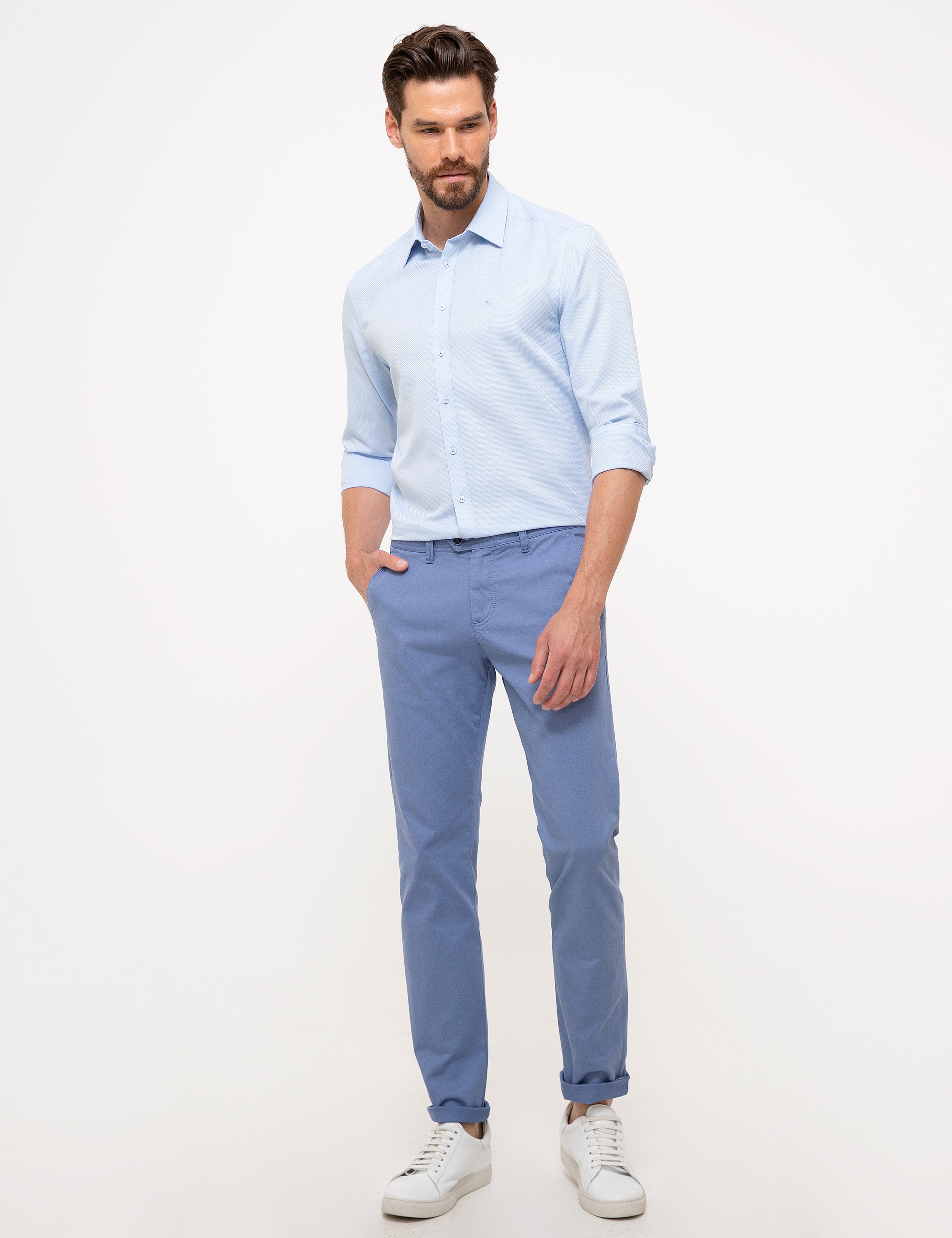 Açık Mavi Slim Fit Uzun Kollu Gömlek
