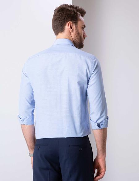 Açık Mavi Slim Fit Armürlü Gömlek - 50211261003