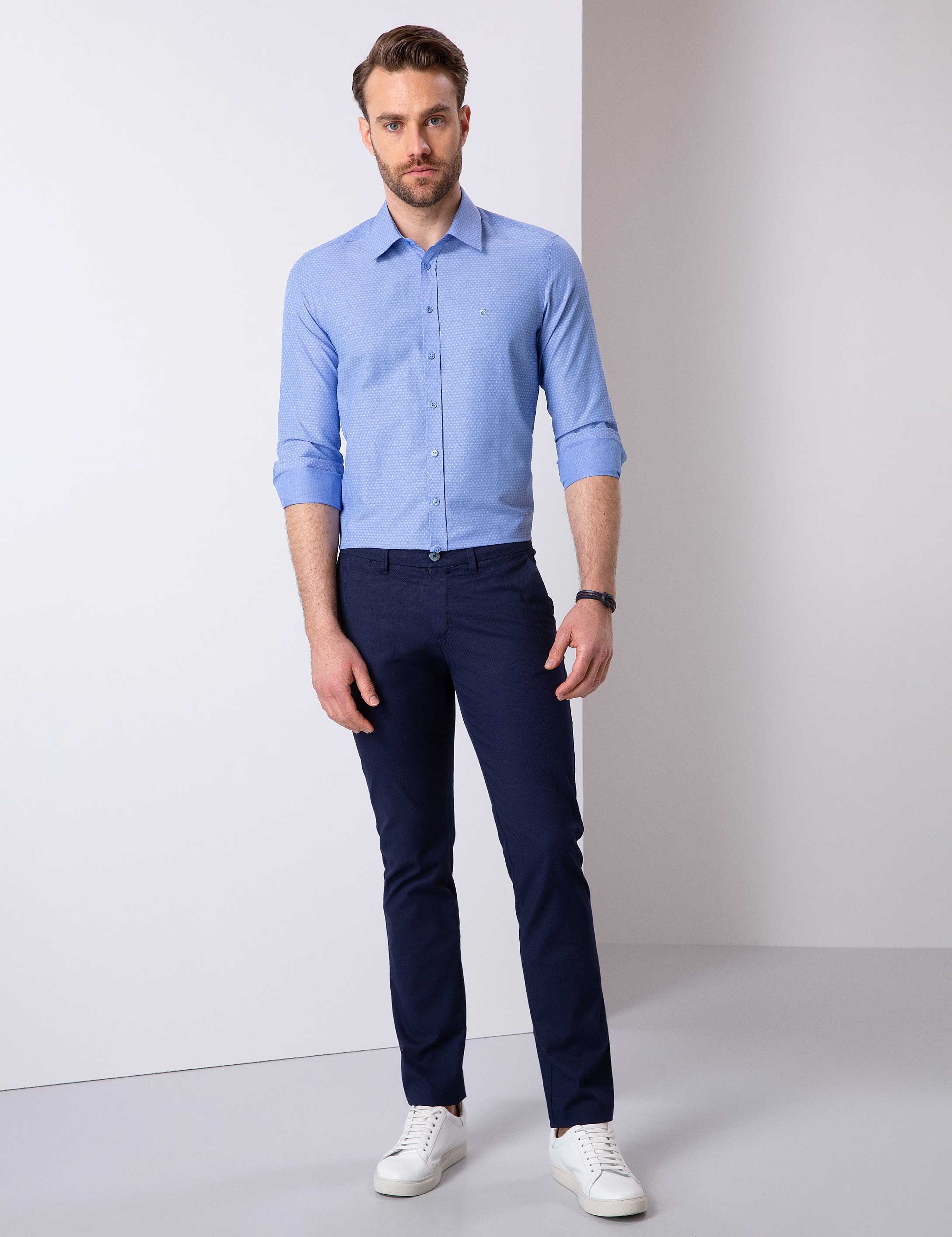 Koyu Mavi Slim Fit Gömlek - Image 3