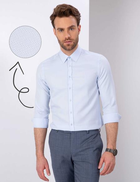 Açık Mavi Slim Fit Armürlü Gömlek - 50211262003