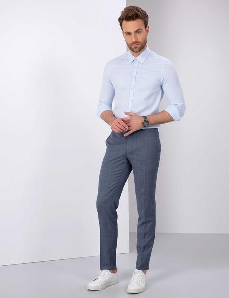 Açık Mavi Slim Fit Armürlü Gömlek - 50211262003