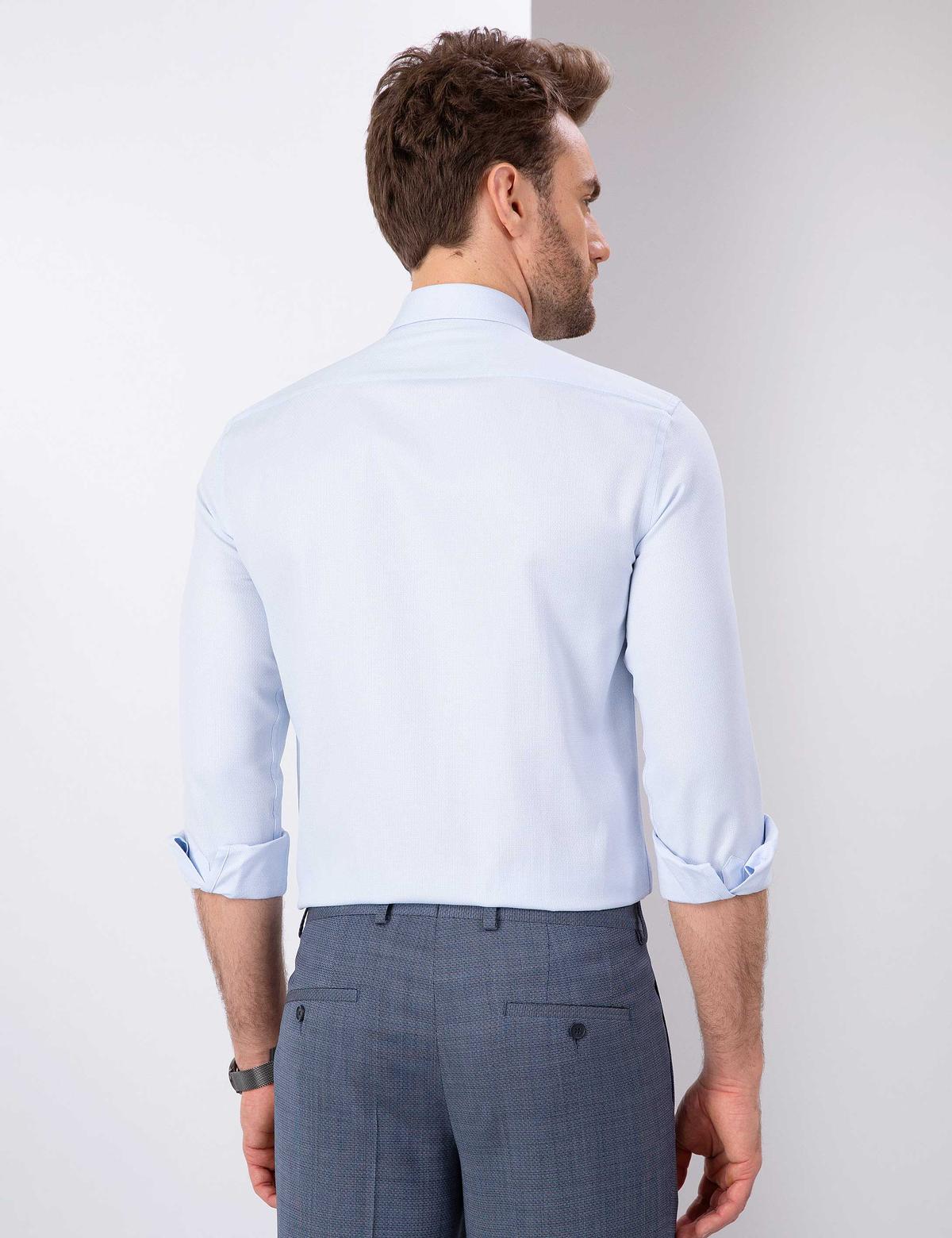 Açık Mavi Slim Fit Armürlü Gömlek - 50211262003