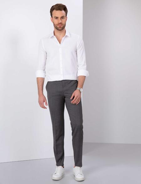 Beyaz Slim Fit Armürlü Gömlek - 50211262016