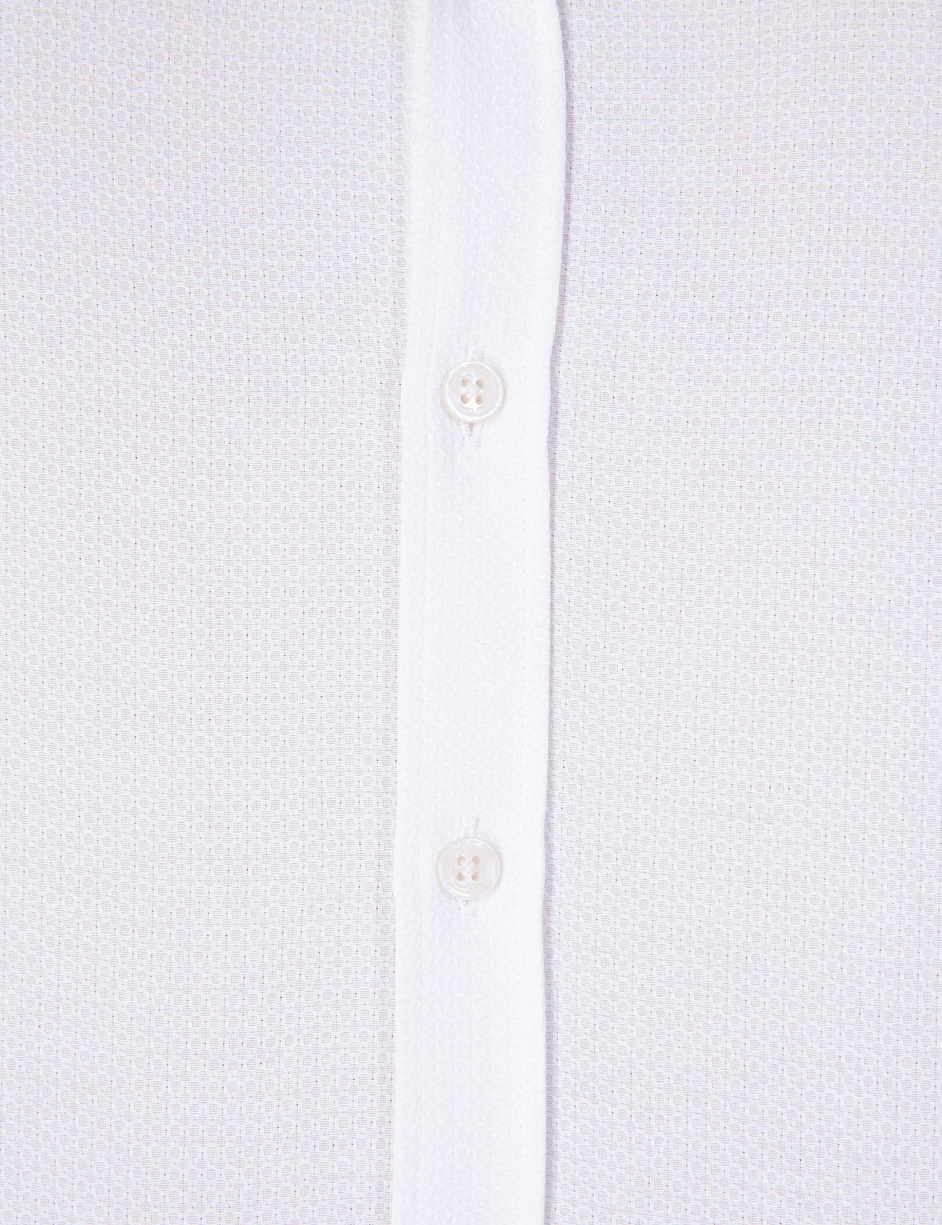 Beyaz Slim Fit Armürlü Gömlek - Image 6