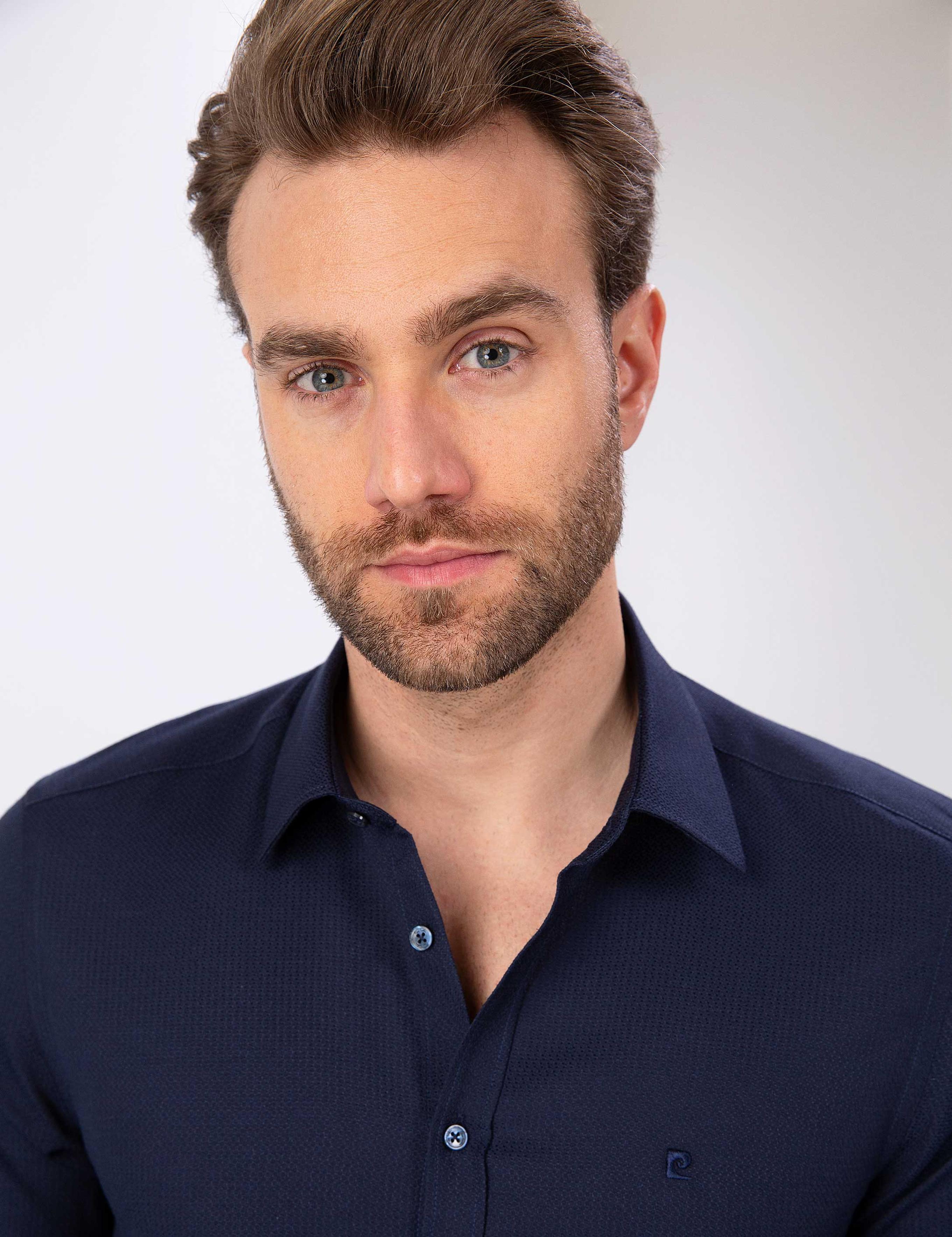 Lacivert Slim Fit Armürlü Gömlek