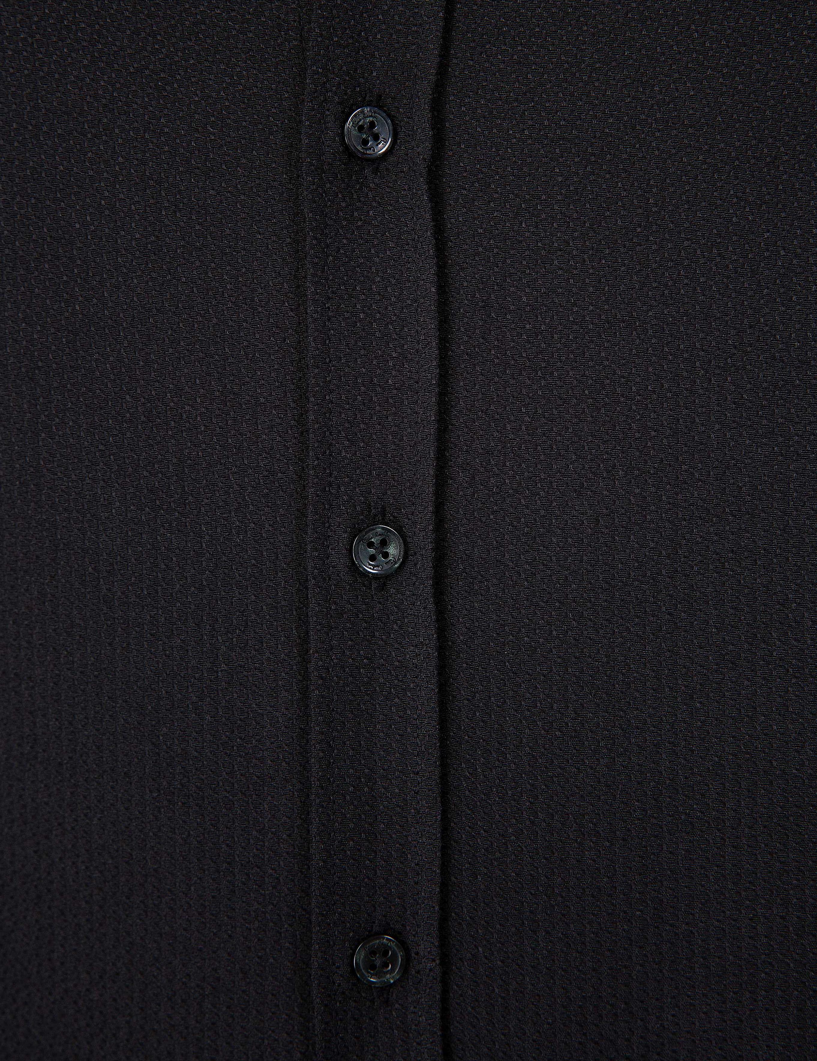 Siyah Slim Fit Armürlü Gömlek