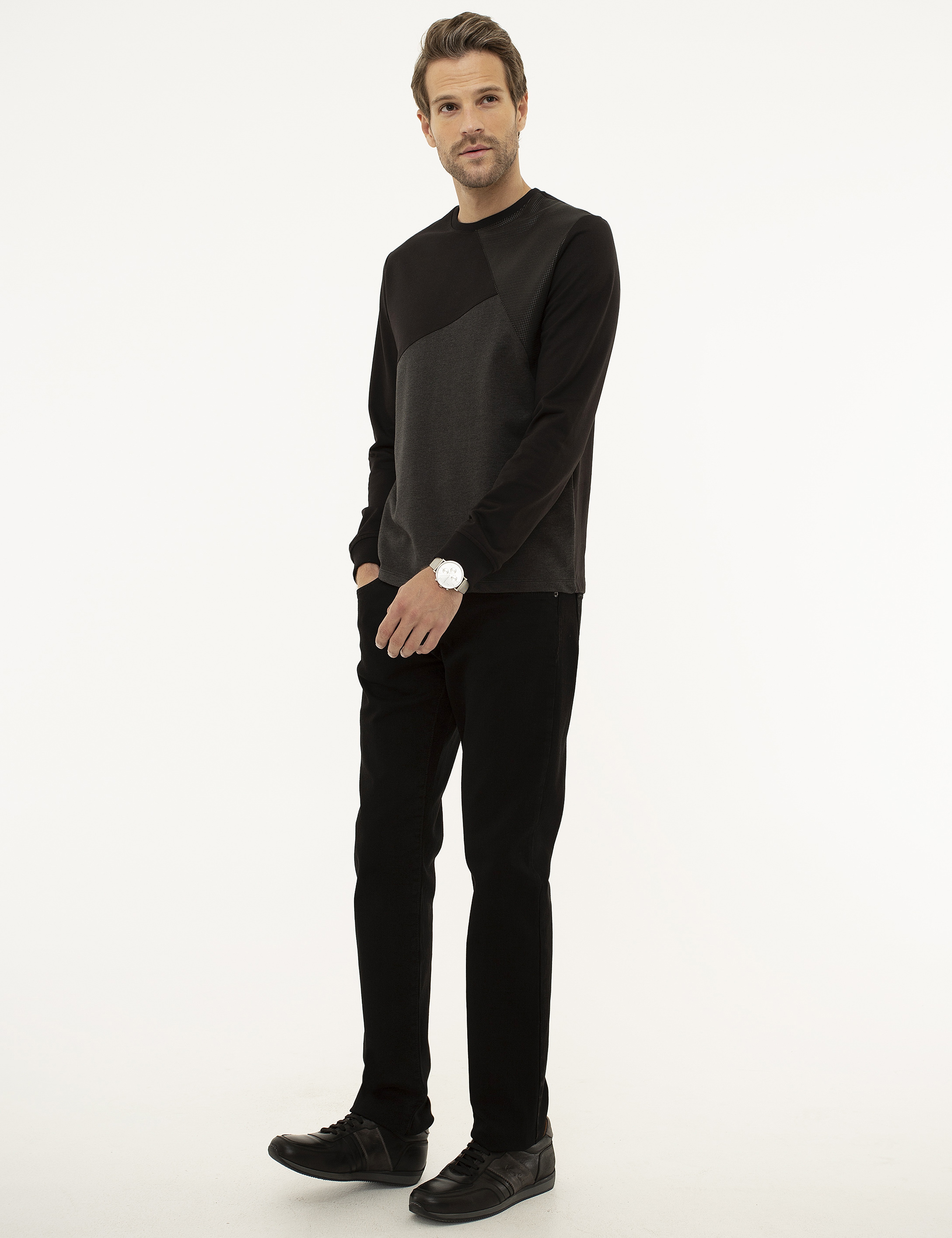 Siyah Regular Fit Denim Pantolon - Image 2