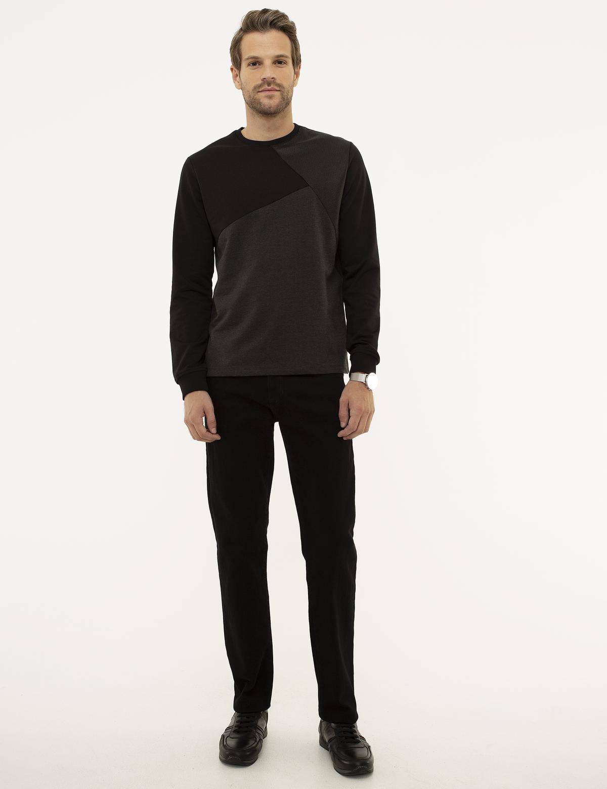 Siyah Regular Fit Denim Pantolon