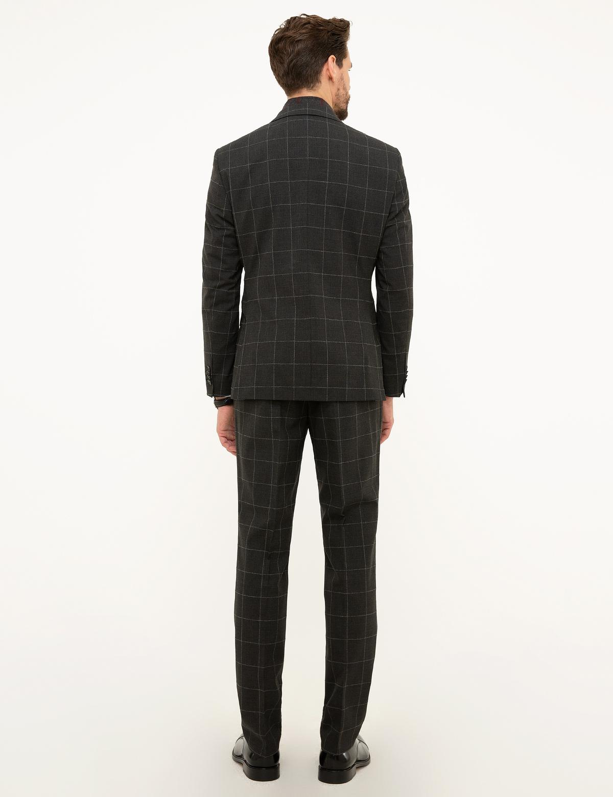 Ekose Antrasit Slim Fit Takım Elbise - 50211368002