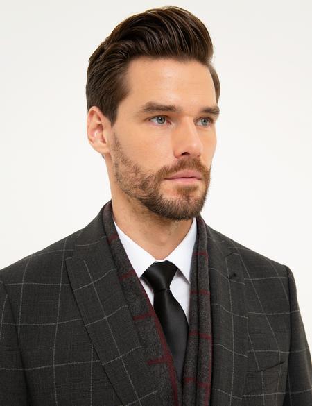 Ekose Antrasit Slim Fit Takım Elbise - 50211368002