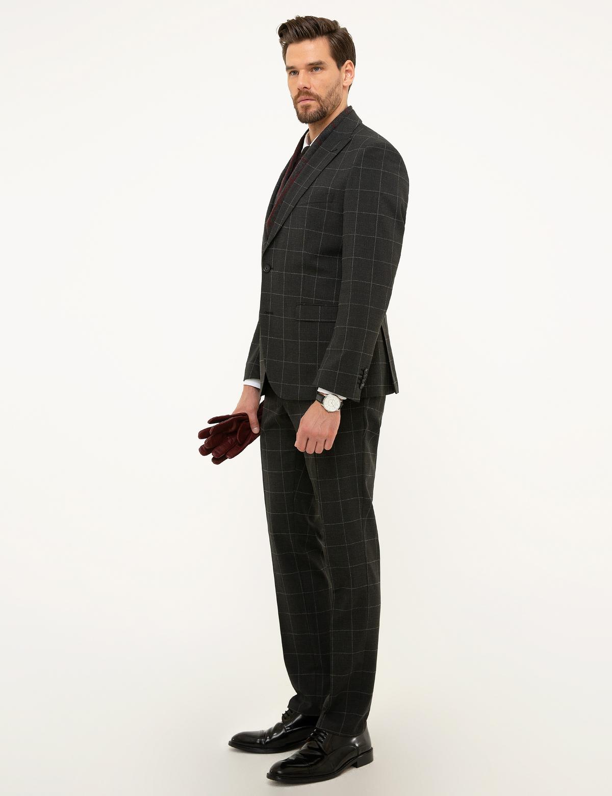 Ekose Antrasit Slim Fit Takım Elbise - 50211368002