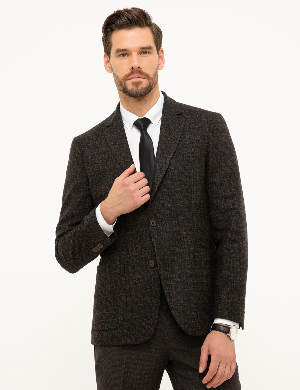 Kahverengi Slim Fit Ceket - 50211375056