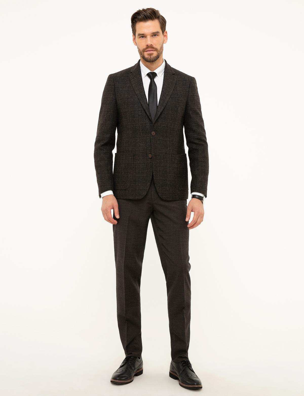 Kahverengi Slim Fit Ceket - 50211375056