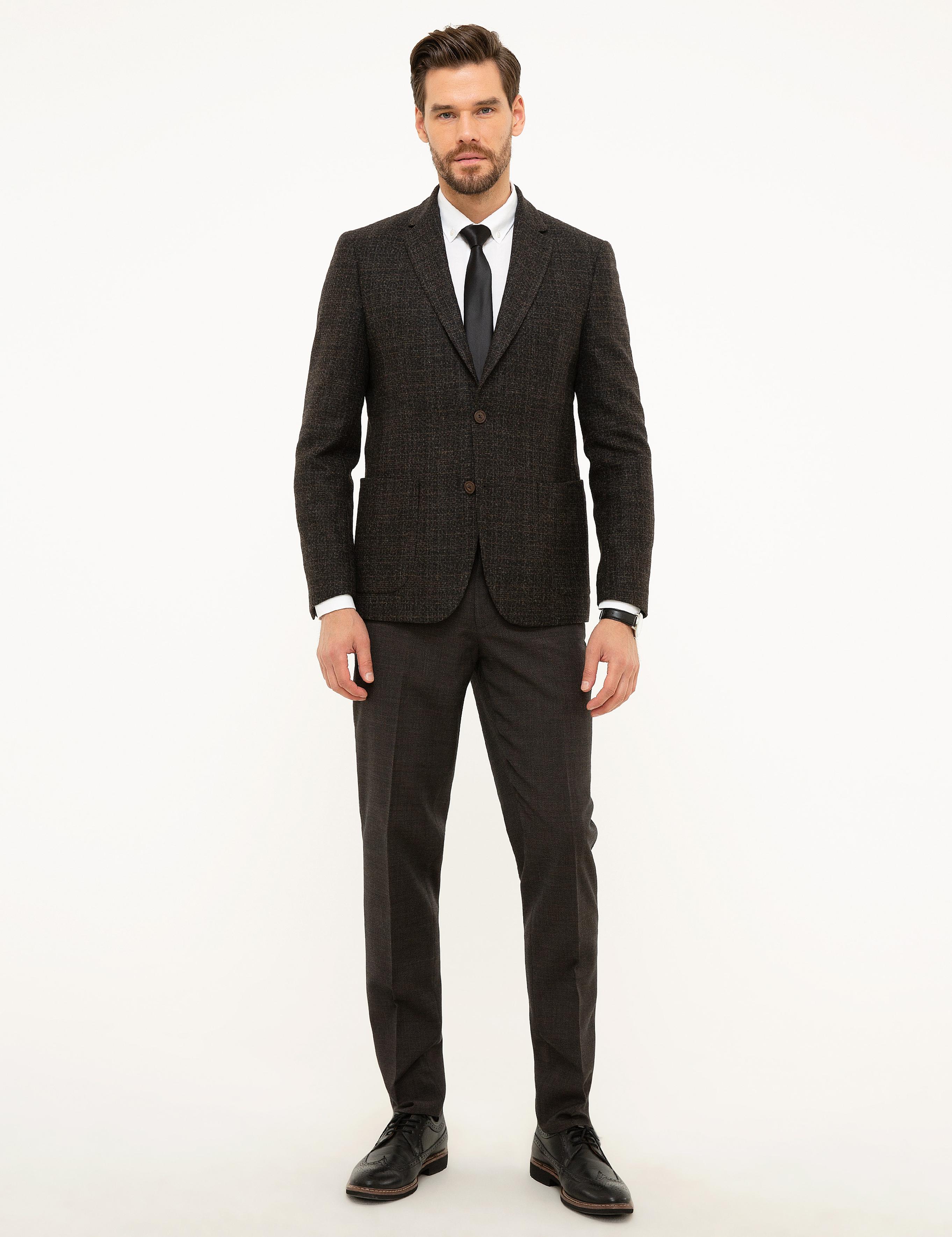 Kahverengi Slim Fit Ceket