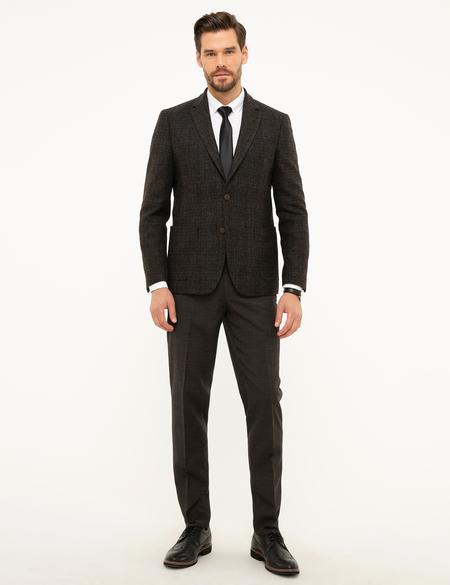 Kahverengi Slim Fit Ceket - 50211375056