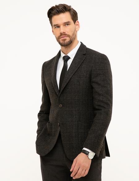 Kahverengi Slim Fit Ceket - 50211375056