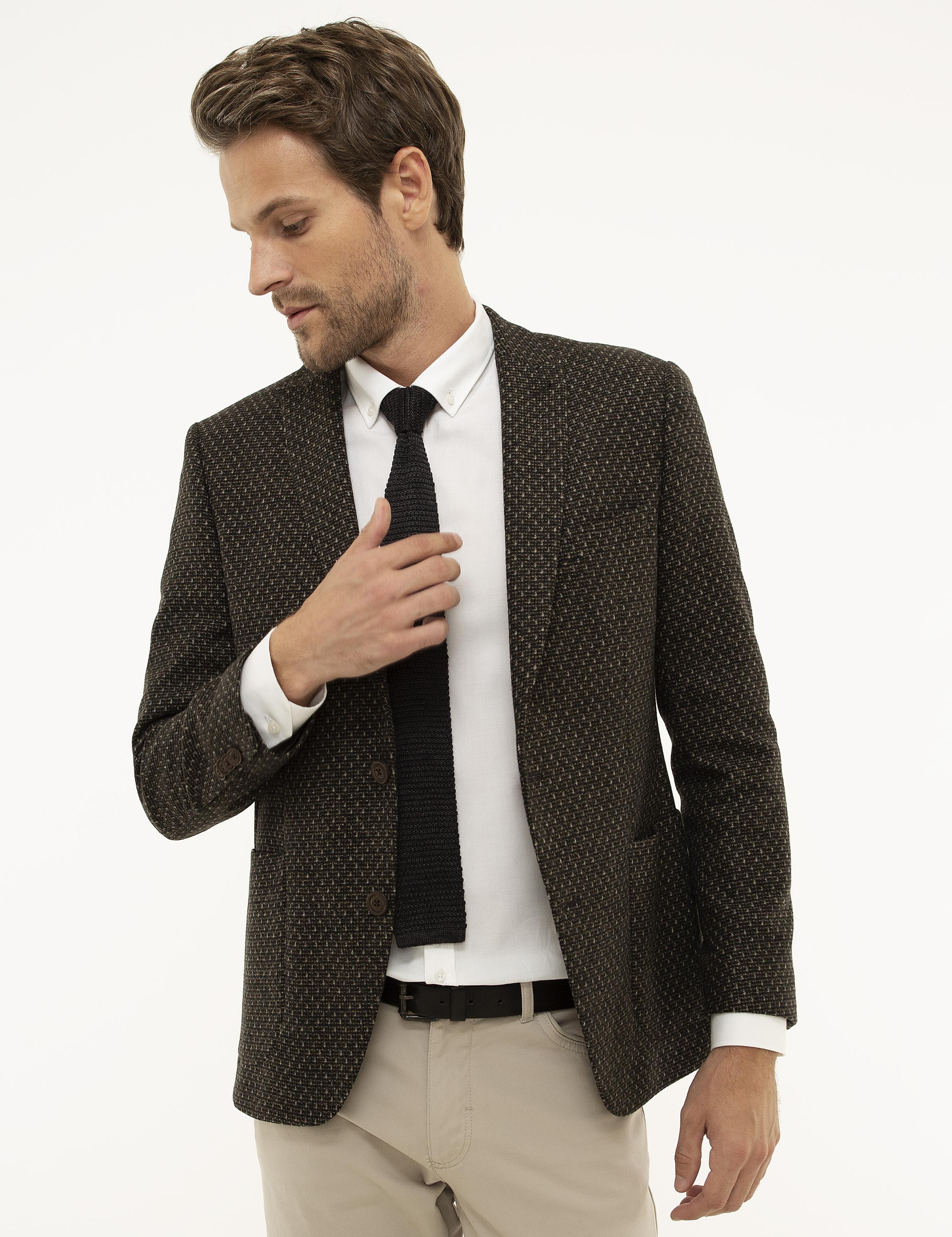 Kahverengi Ex. Slim Fit Ceket