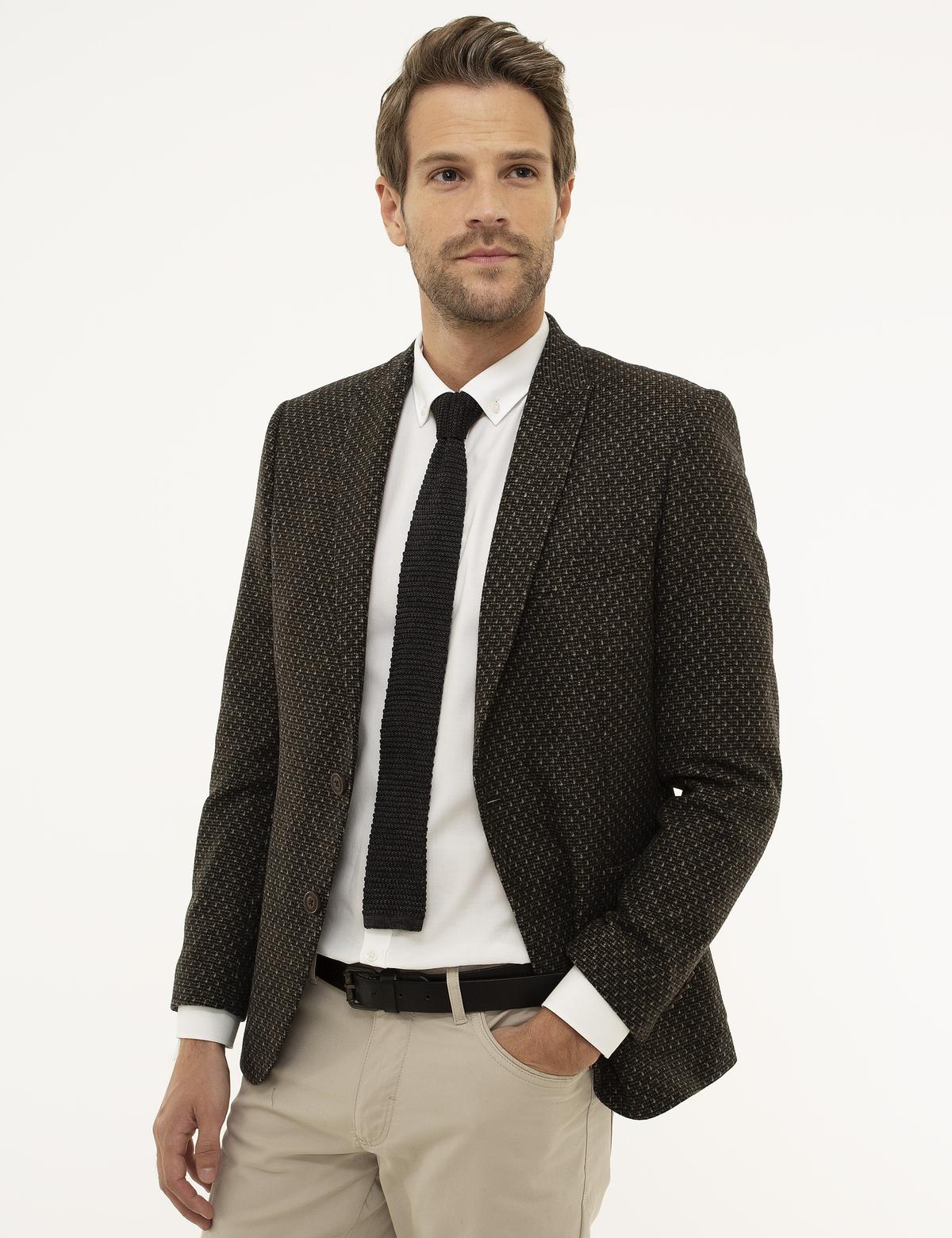 Kahverengi Ex. Slim Fit Ceket - 50211379017