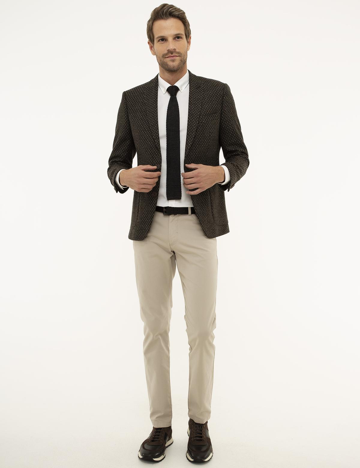 Kahverengi Ex. Slim Fit Ceket - 50211379017