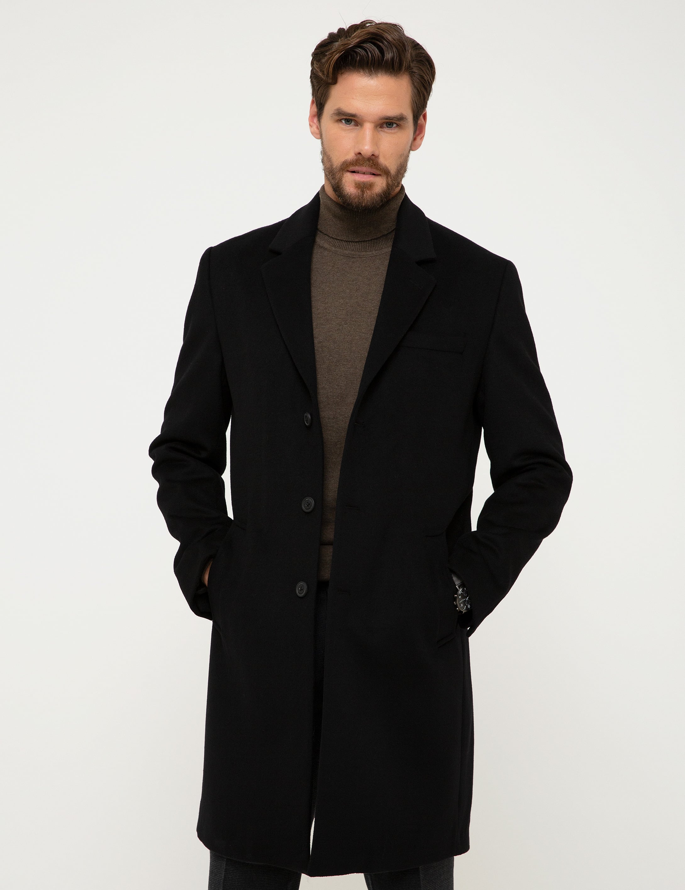 Siyah Regular Fit Palto