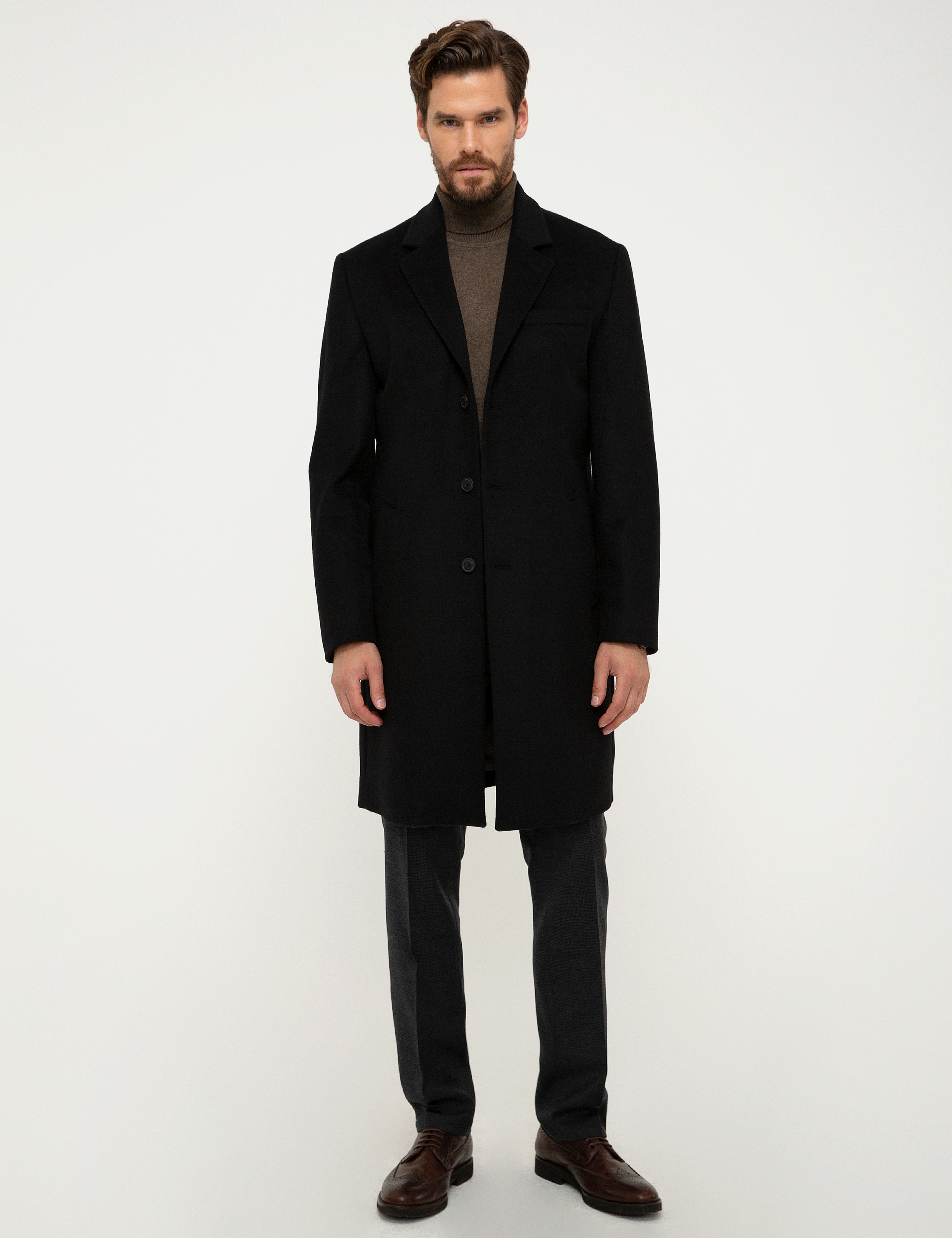 Siyah Regular Fit Palto