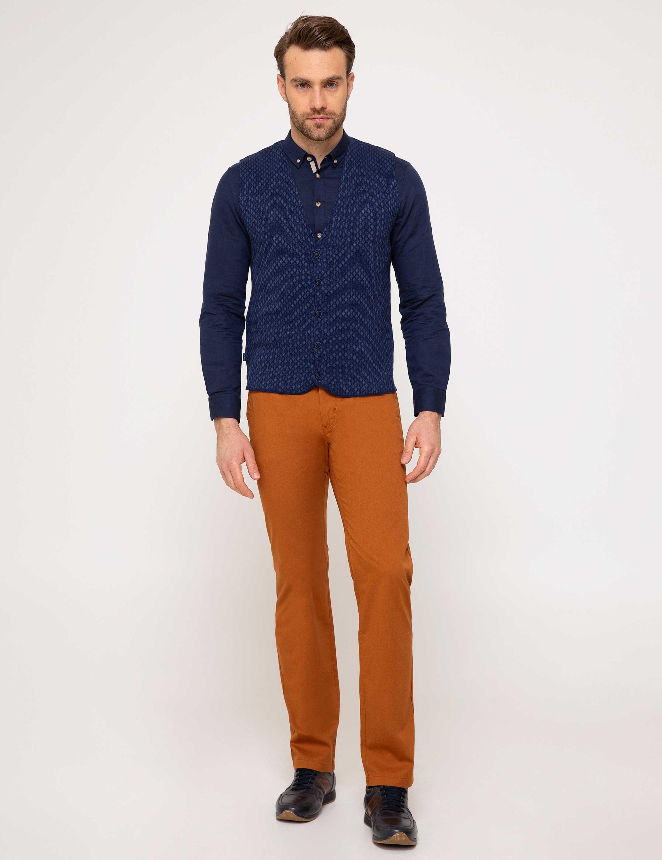 Lacivert Slim Fit Triko Yelek