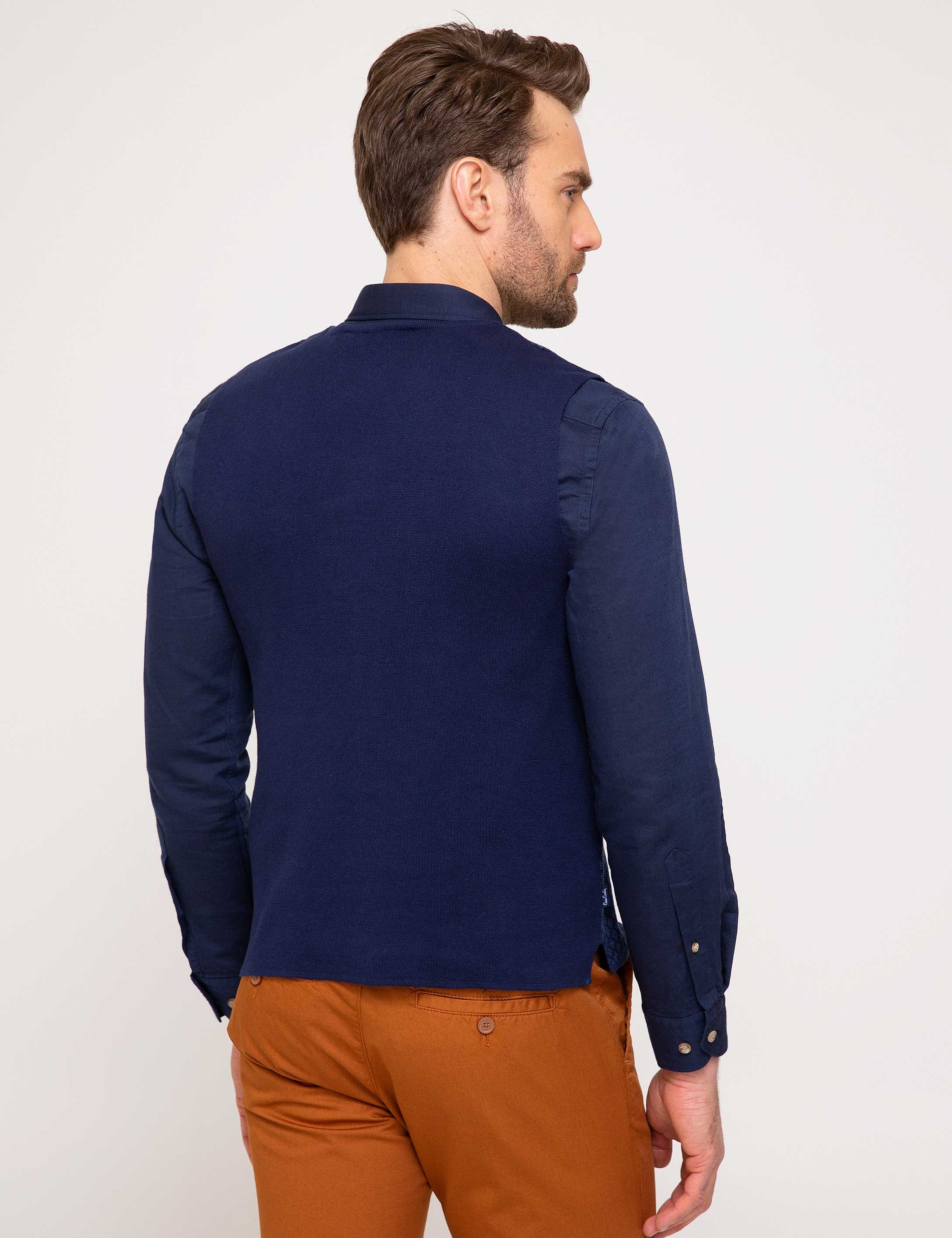 Lacivert Slim Fit Triko Yelek - Image 4