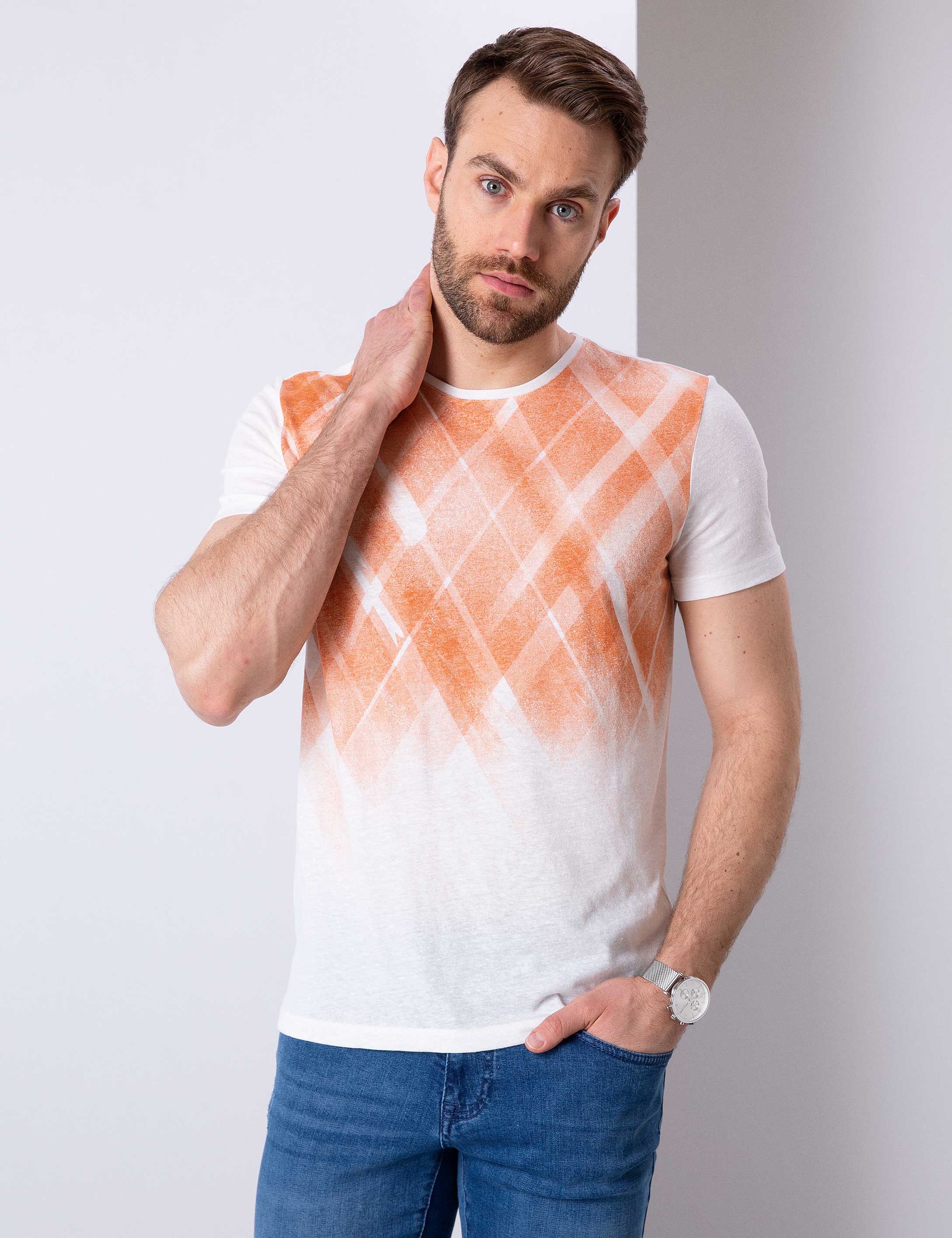 Kahverengi Slim Fit Tişört - Image 1
