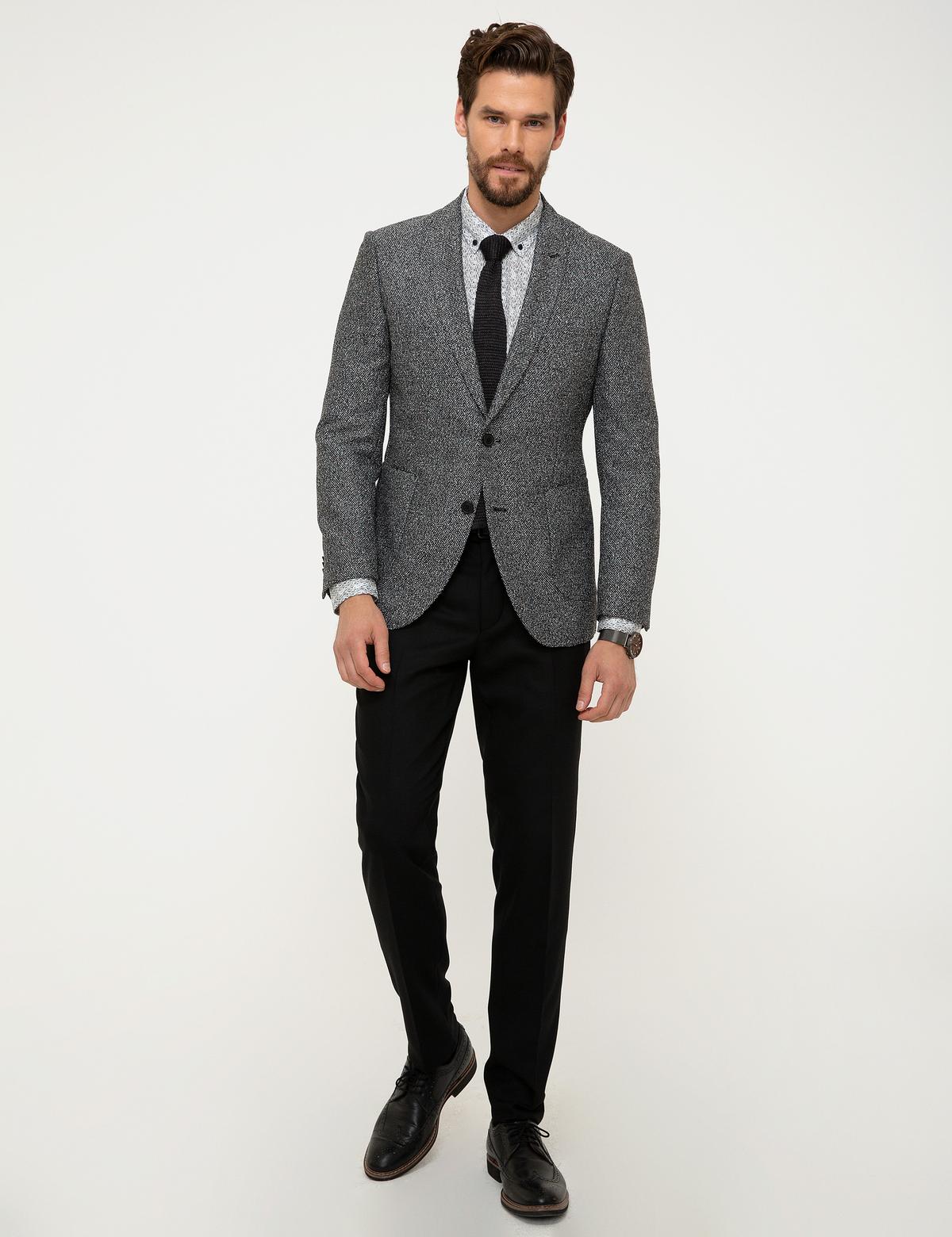 Gri Ekstra Slim Fit Ceket - 50213470080