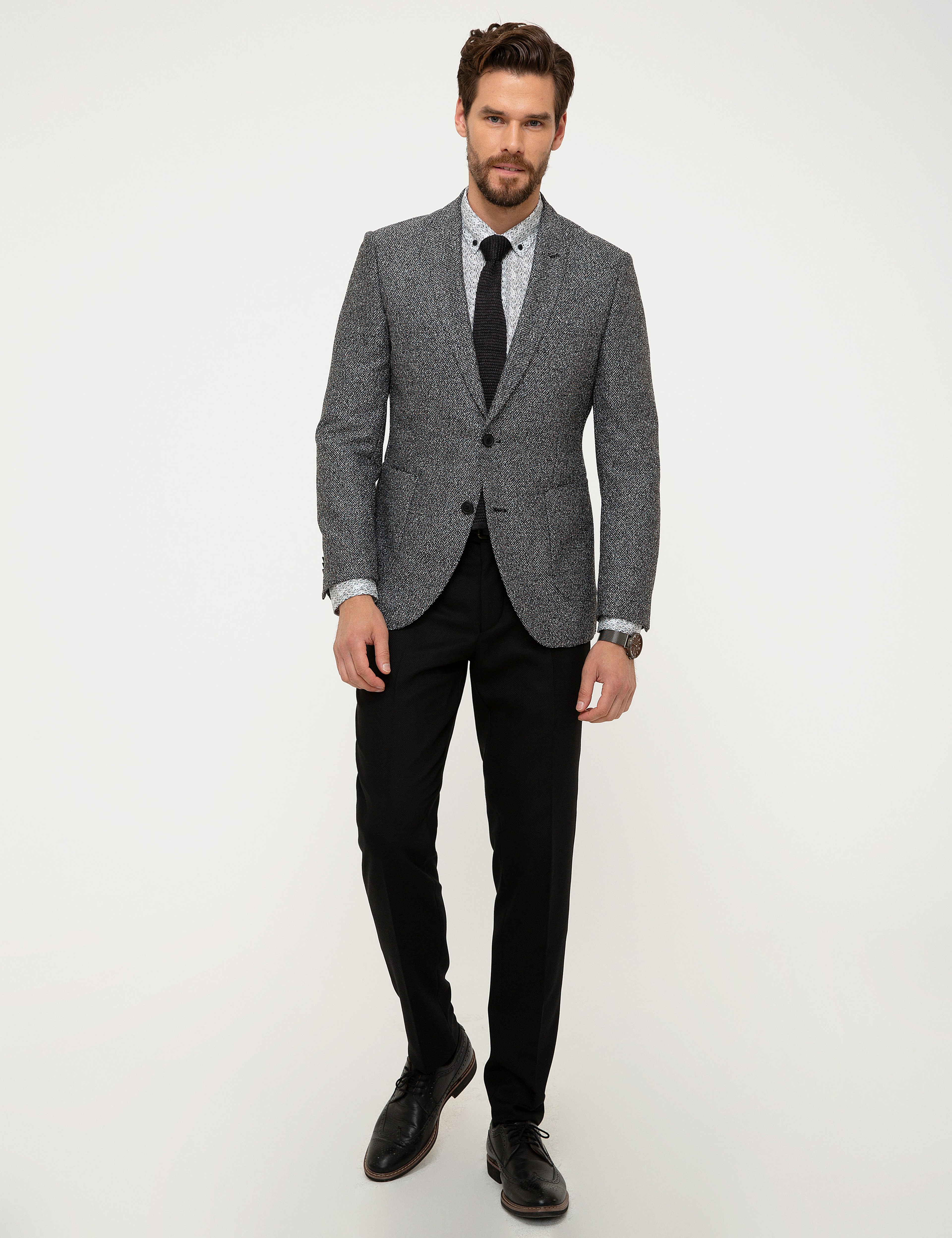 Gri Ekstra Slim Fit Ceket - Image 5