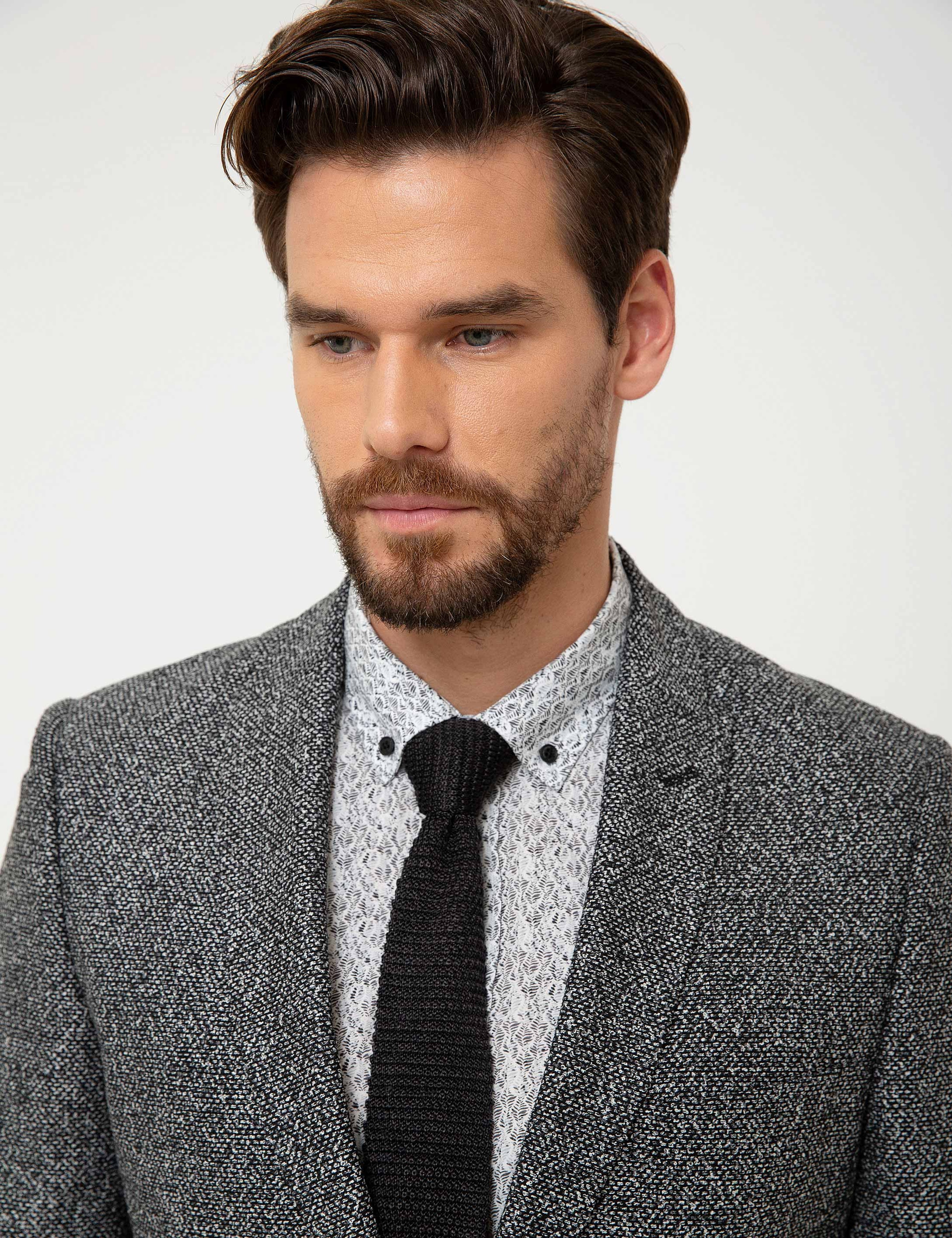 Gri Ekstra Slim Fit Ceket - Image 2