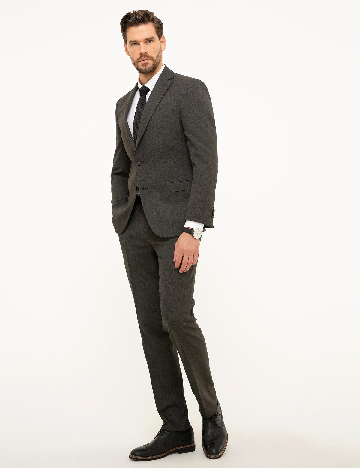 Kahverengi Slim Fit Takım Elbise - 50213478041