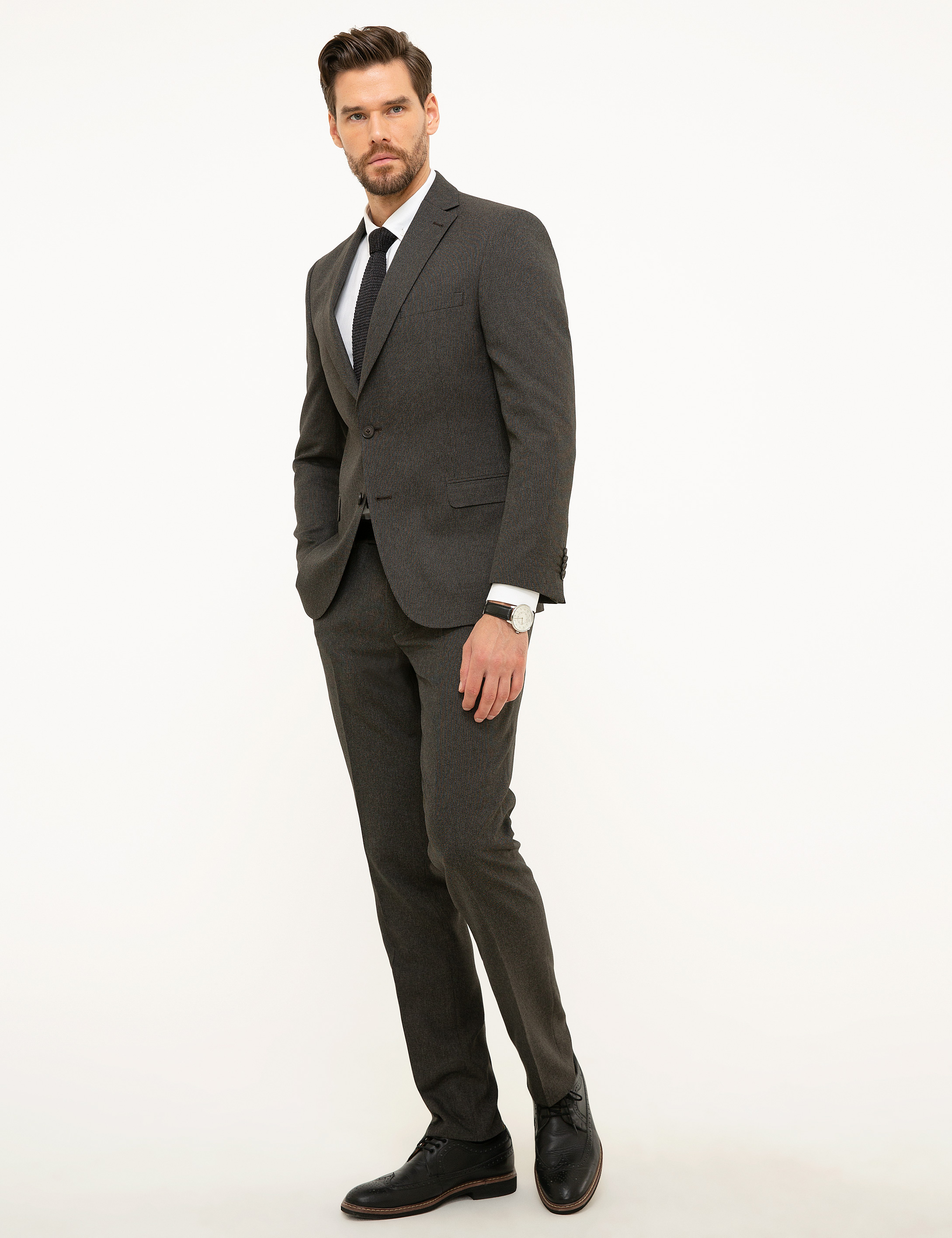 Kahverengi Slim Fit Takım Elbise - Image 3
