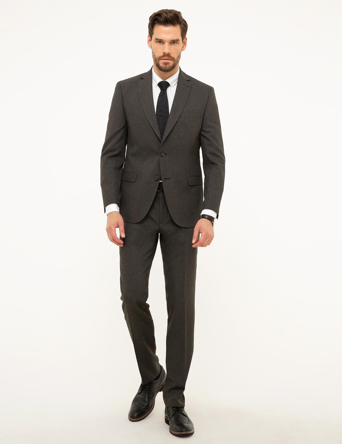 Kahverengi Slim Fit Takım Elbise