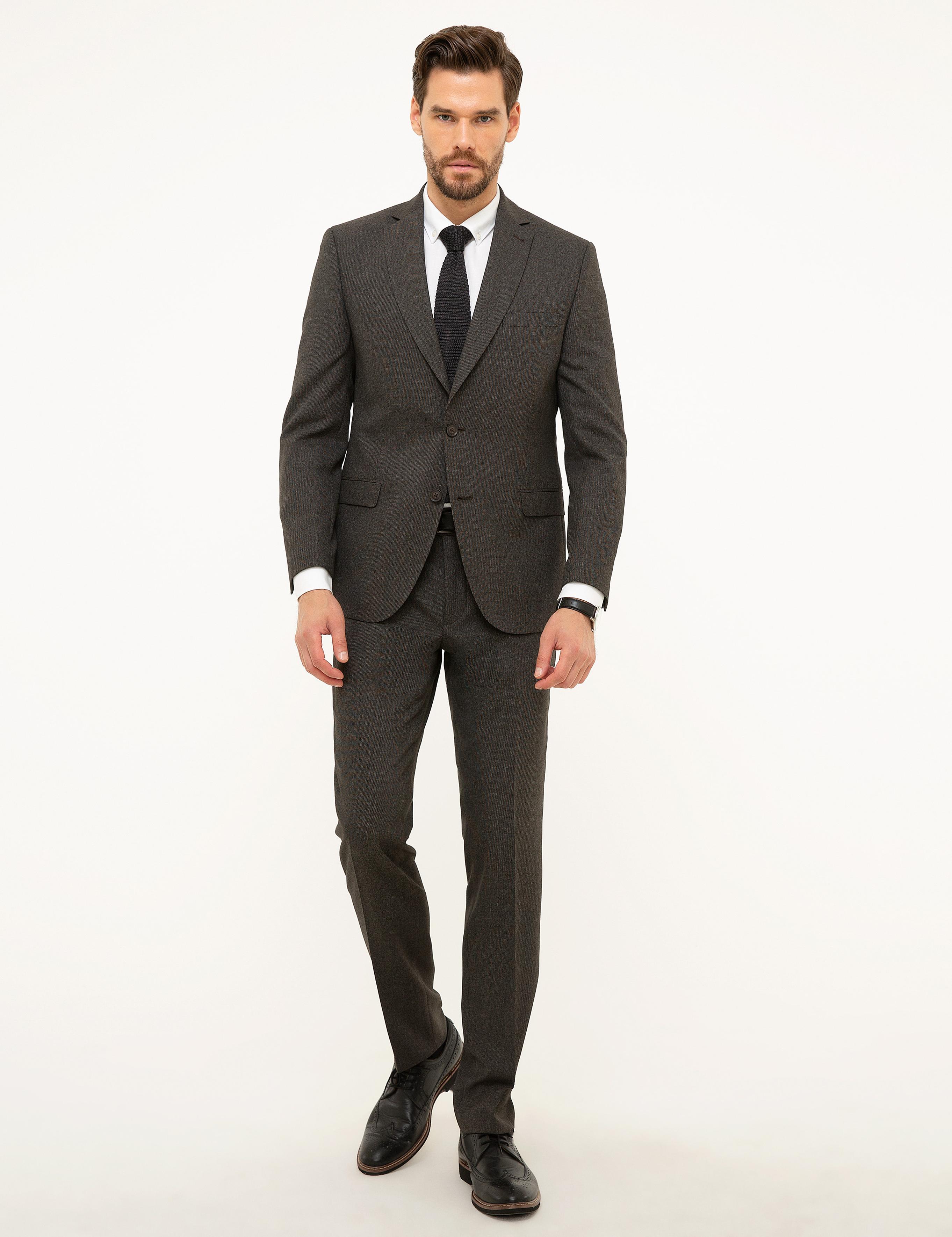 Kahverengi Slim Fit Takım Elbise