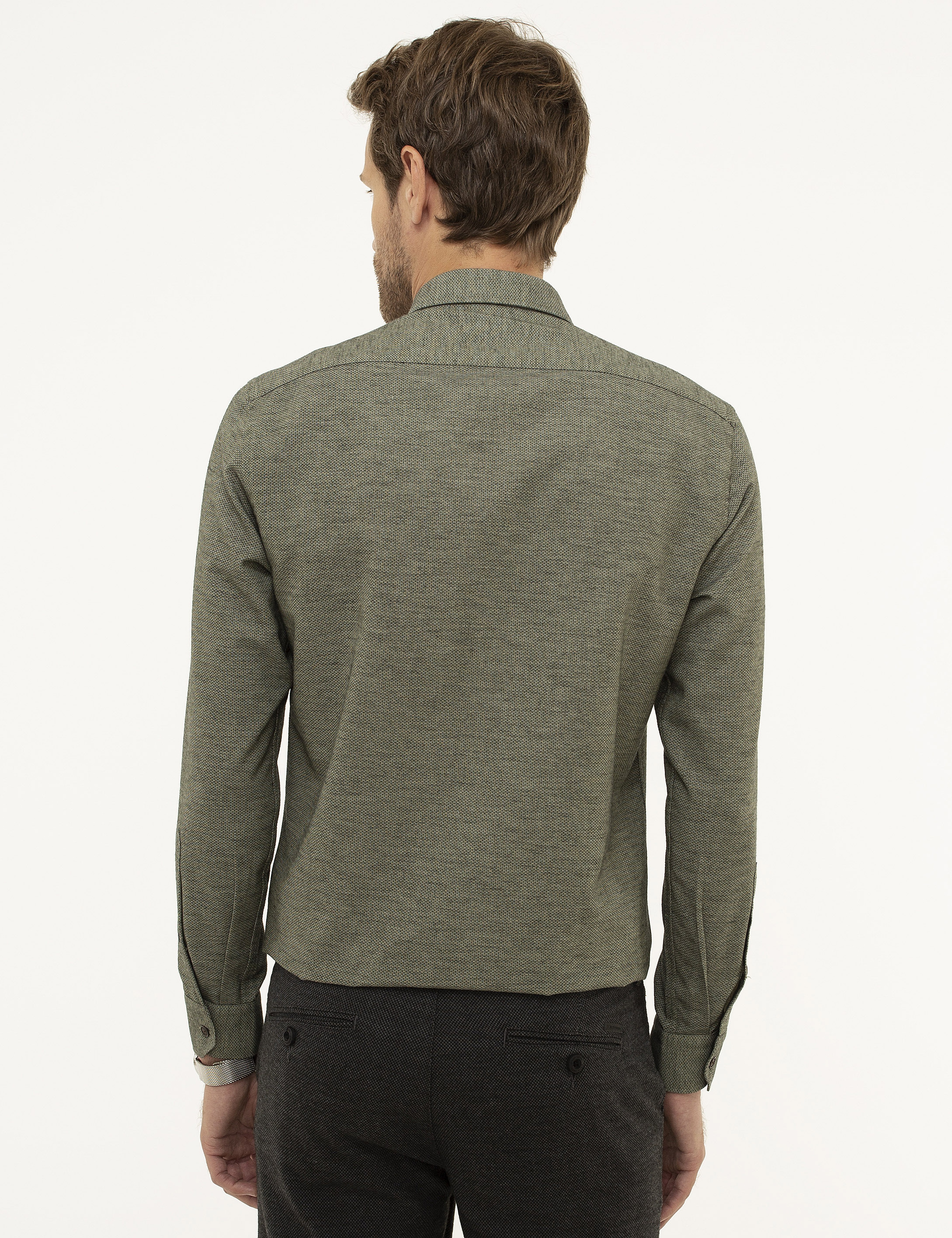 Yeşil Slim Fit Gömlek - Image 3