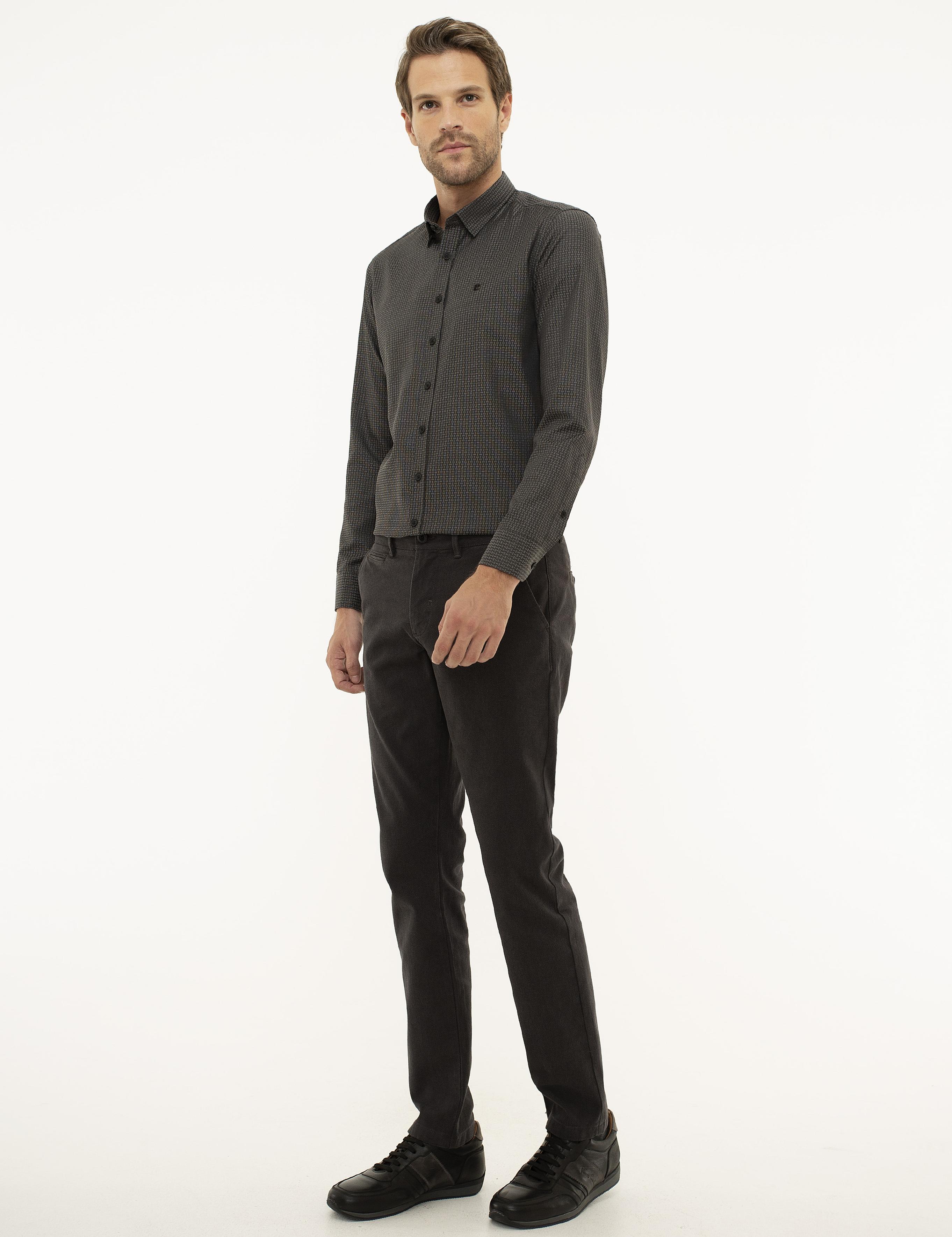 Siyah Slim Fit Kanvas Pantolon