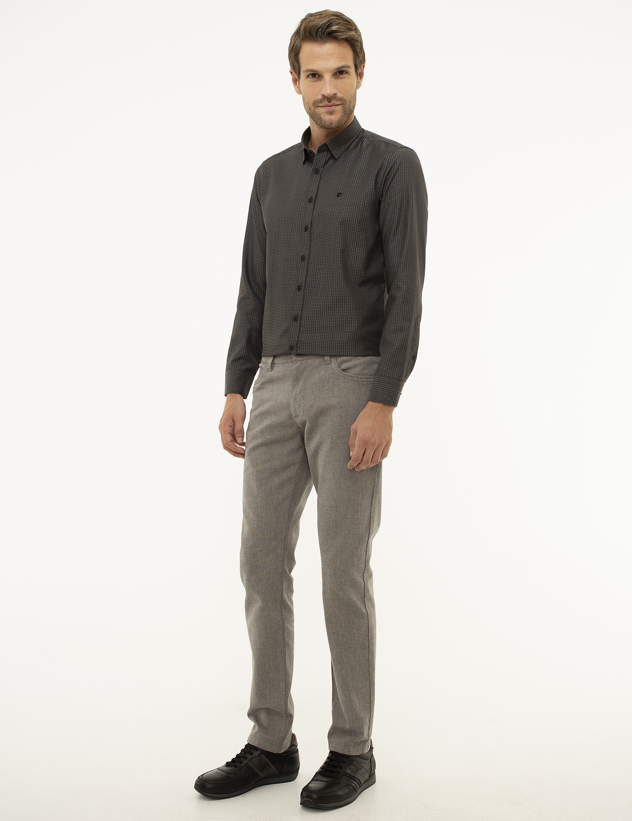 Gri Slim Fit Chino Pantolon