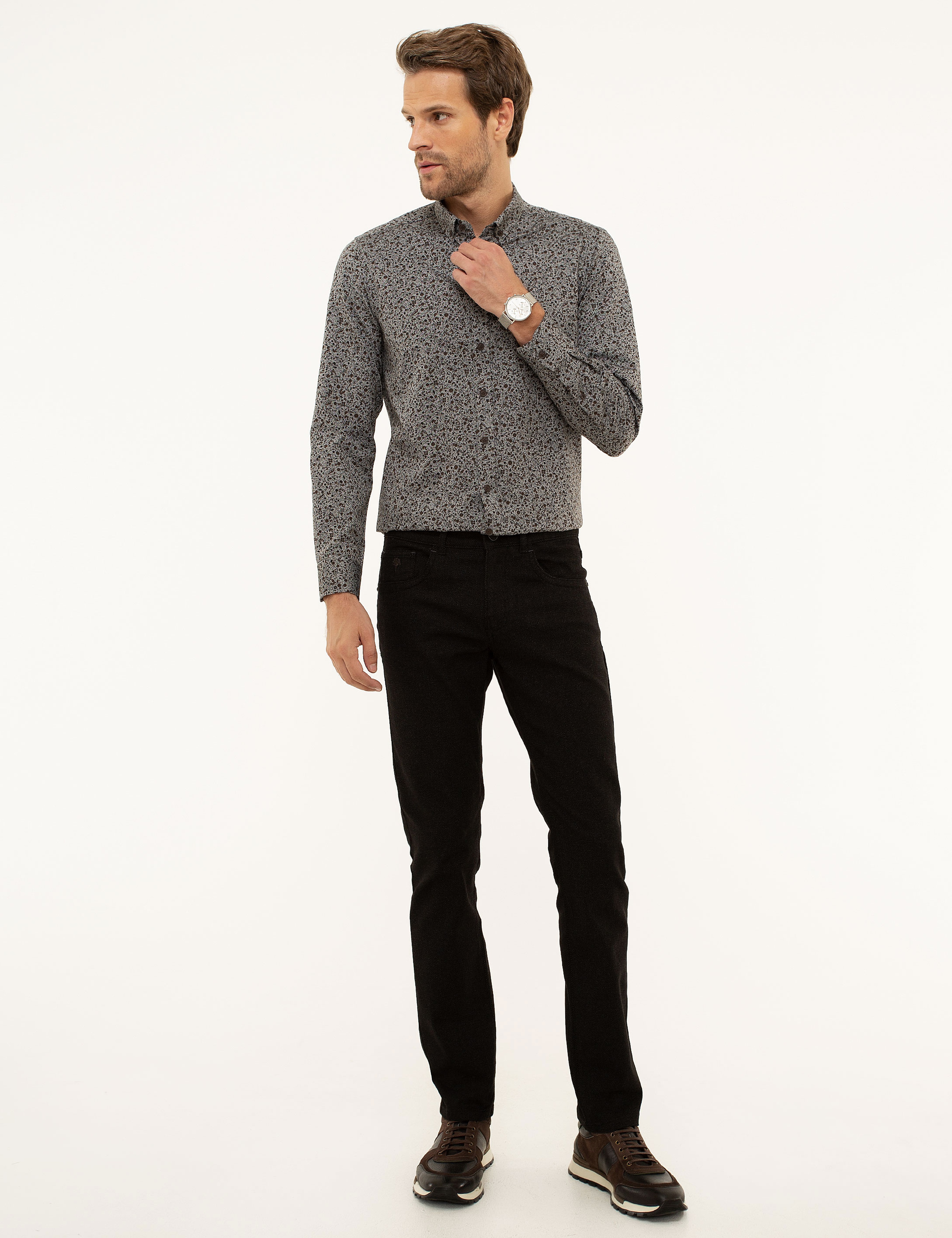 Kahverengi Slim Fit Gömlek - Image 4