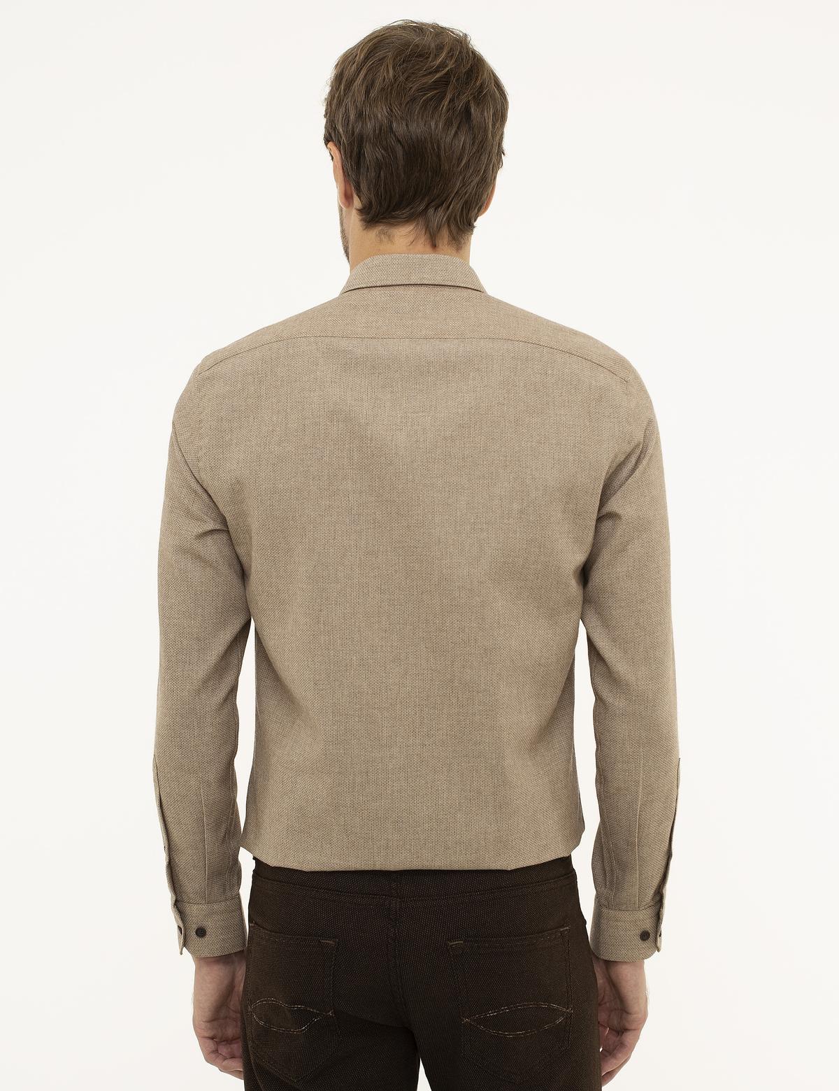 Bej Slim Fit Uzun Kollu Gömlek - 50209639026