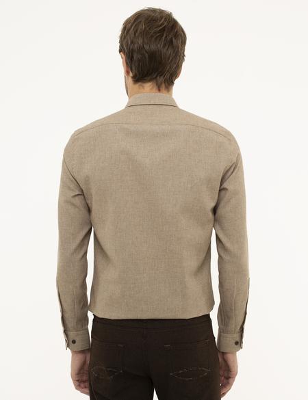 Bej Slim Fit Uzun Kollu Gömlek - 50209639026
