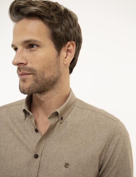 Bej Slim Fit Uzun Kollu Gömlek - 50209639026