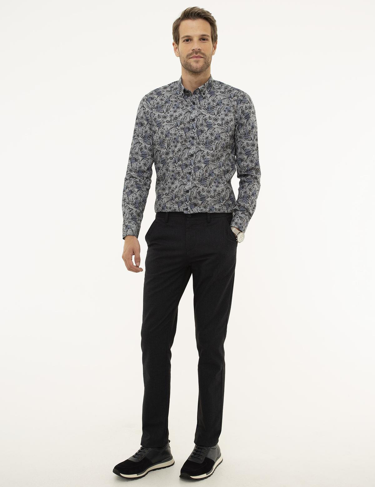 Açık Lacivert Slim Fit Kanvas Pantolon