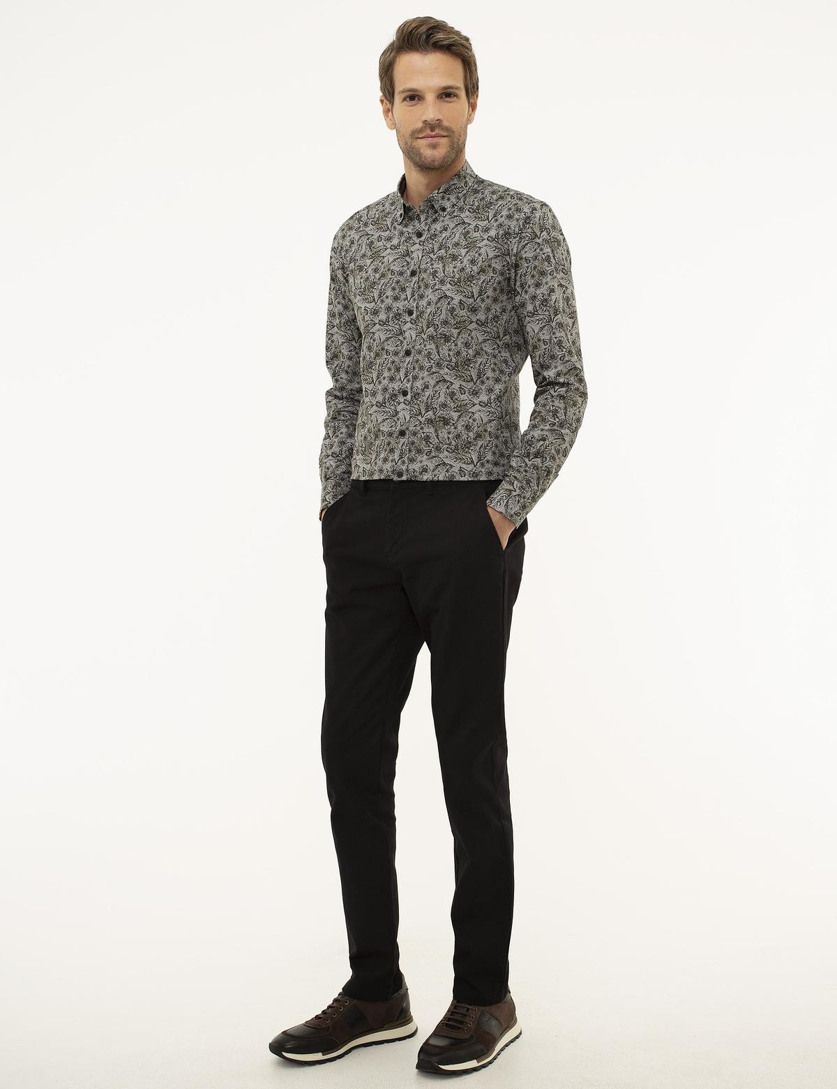 Siyah Slim Fit Kanvas Pantolon - 50210270109