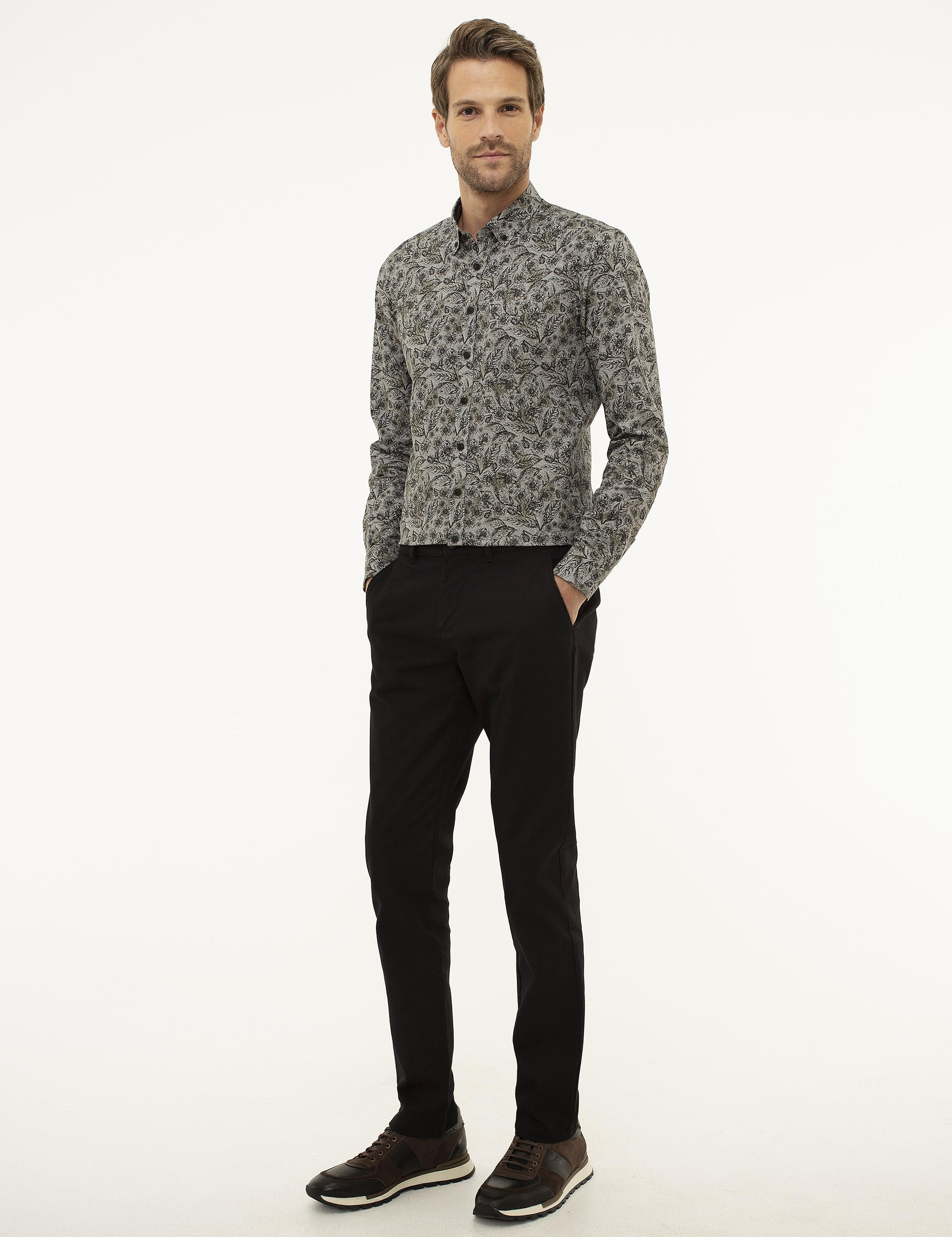 Siyah Slim Fit Kanvas Pantolon