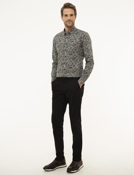 Siyah Slim Fit Kanvas Pantolon - 50210270109