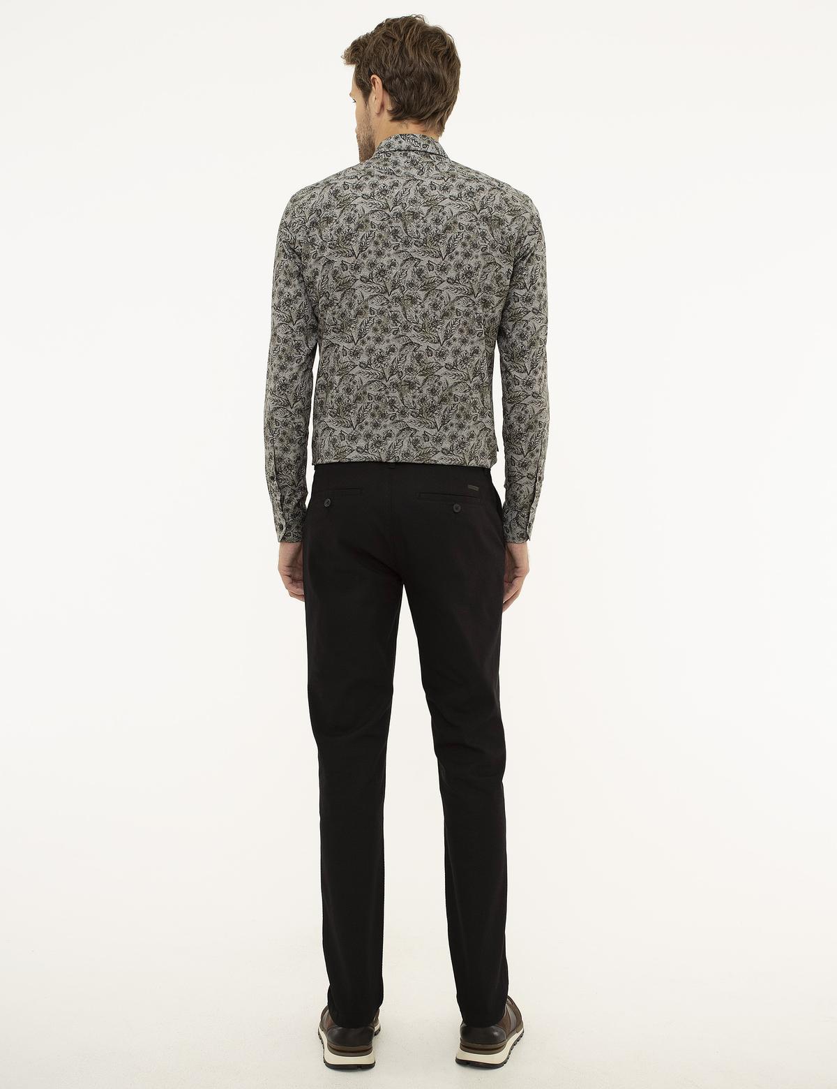 Siyah Slim Fit Kanvas Pantolon - 50210270109